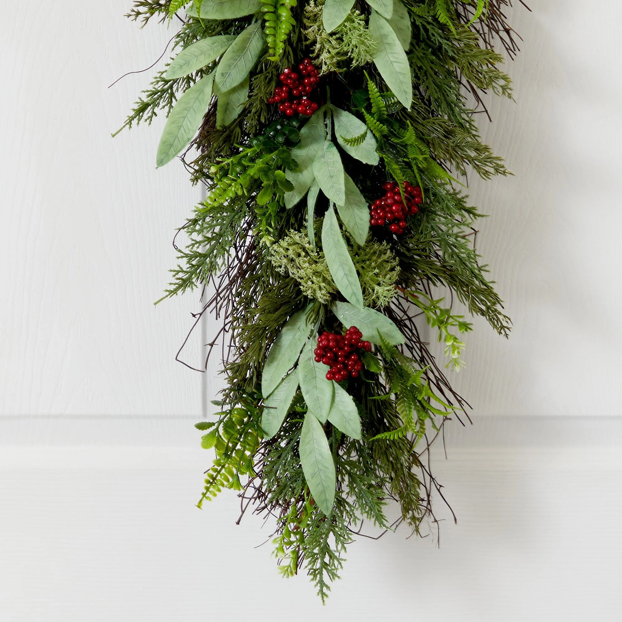 30” Cedar and Berry Artificial Christmas Swag by Nearly Natural - Image 4