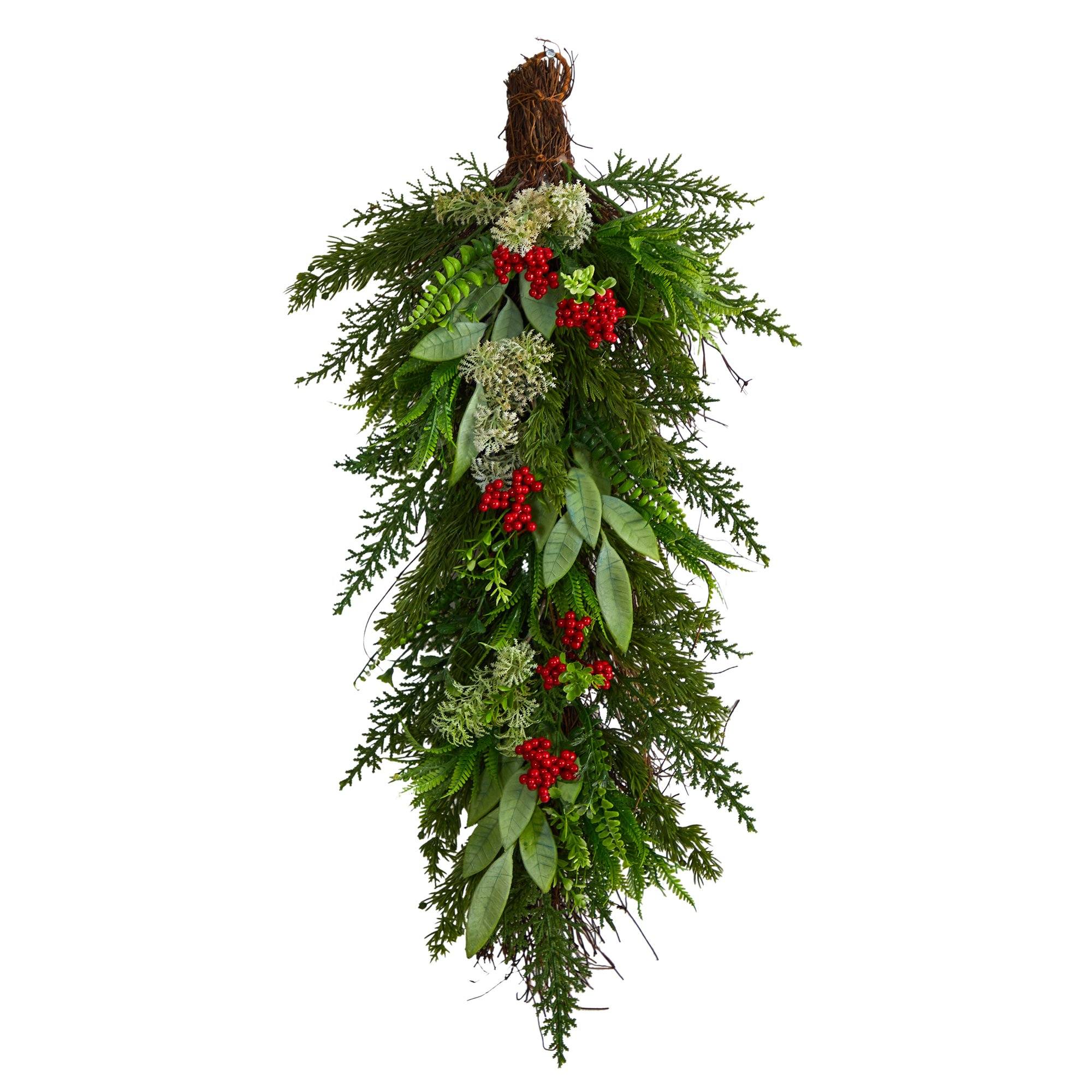 30” Cedar and Berry Artificial Christmas Swag by Nearly Natural - Image 5