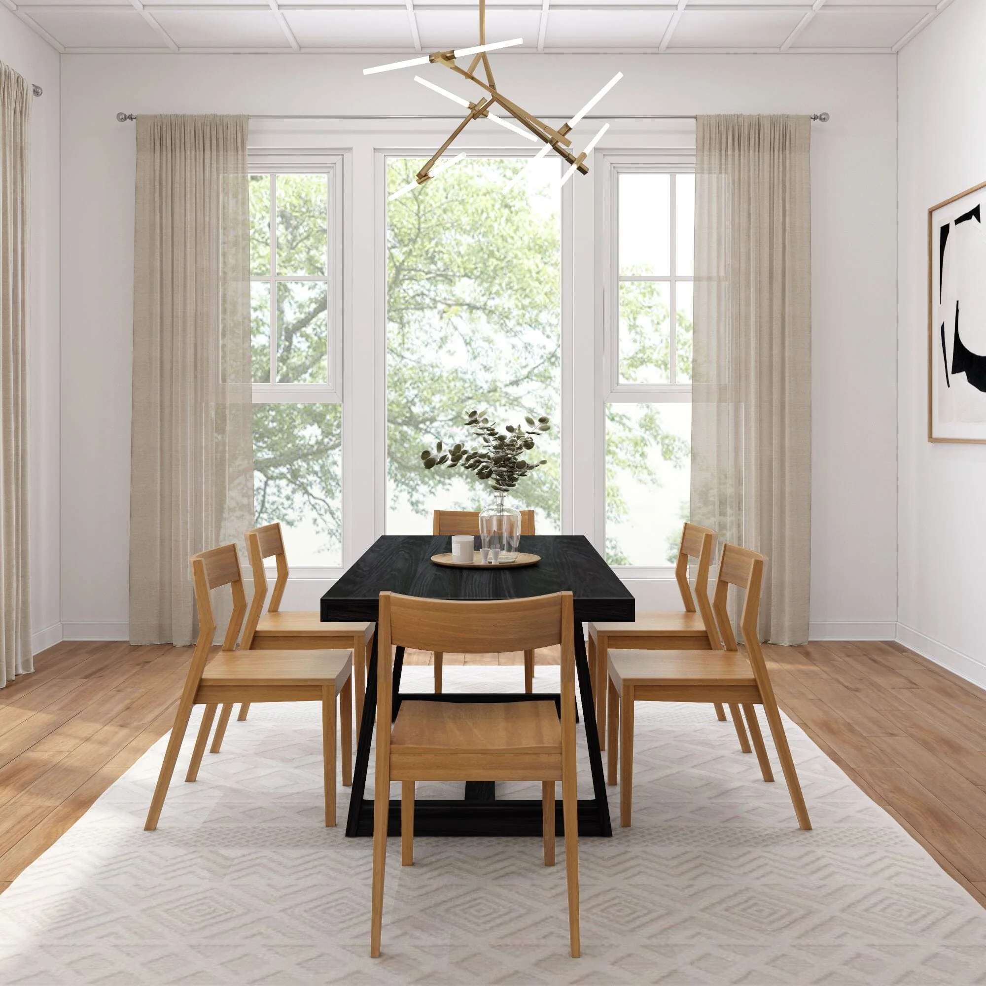 72" Classic Solid Wood Dining Table Set + 6 Chairs - Image 17