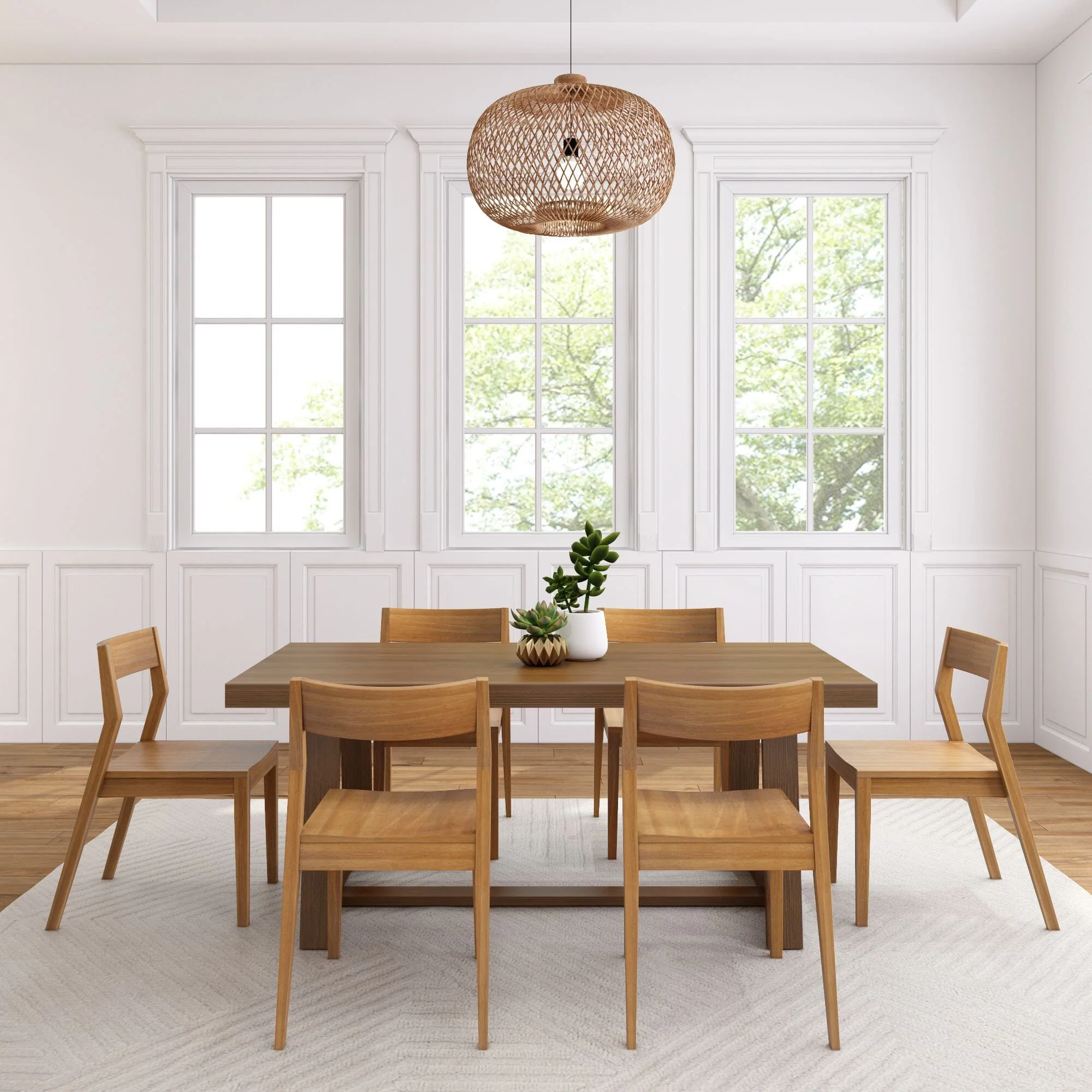 72" Classic Solid Wood Dining Table Set + 6 Chairs - Image 6