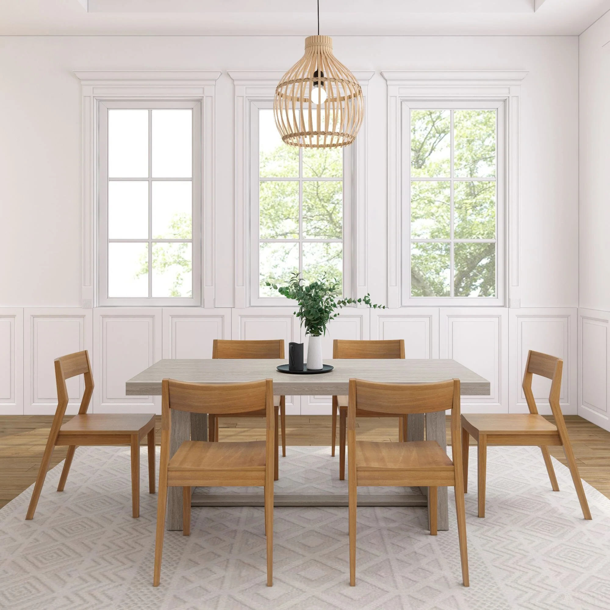 72" Classic Solid Wood Dining Table Set + 6 Chairs - Image 8