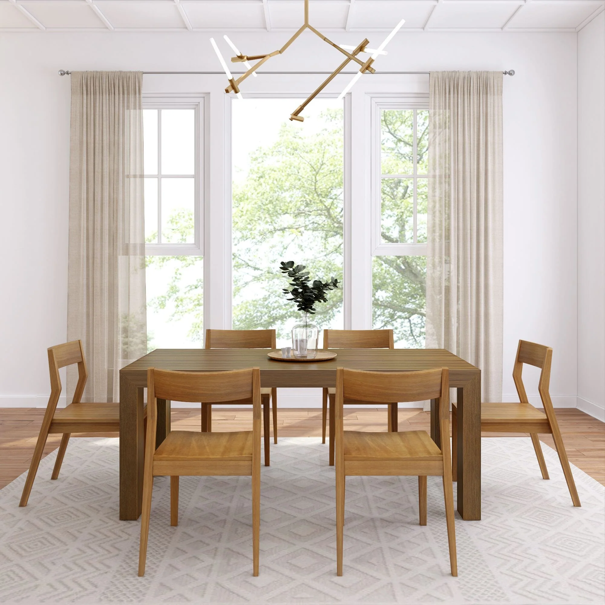 72" Modern Solid Wood Dining Table Set + 6 Chairs - Image 6