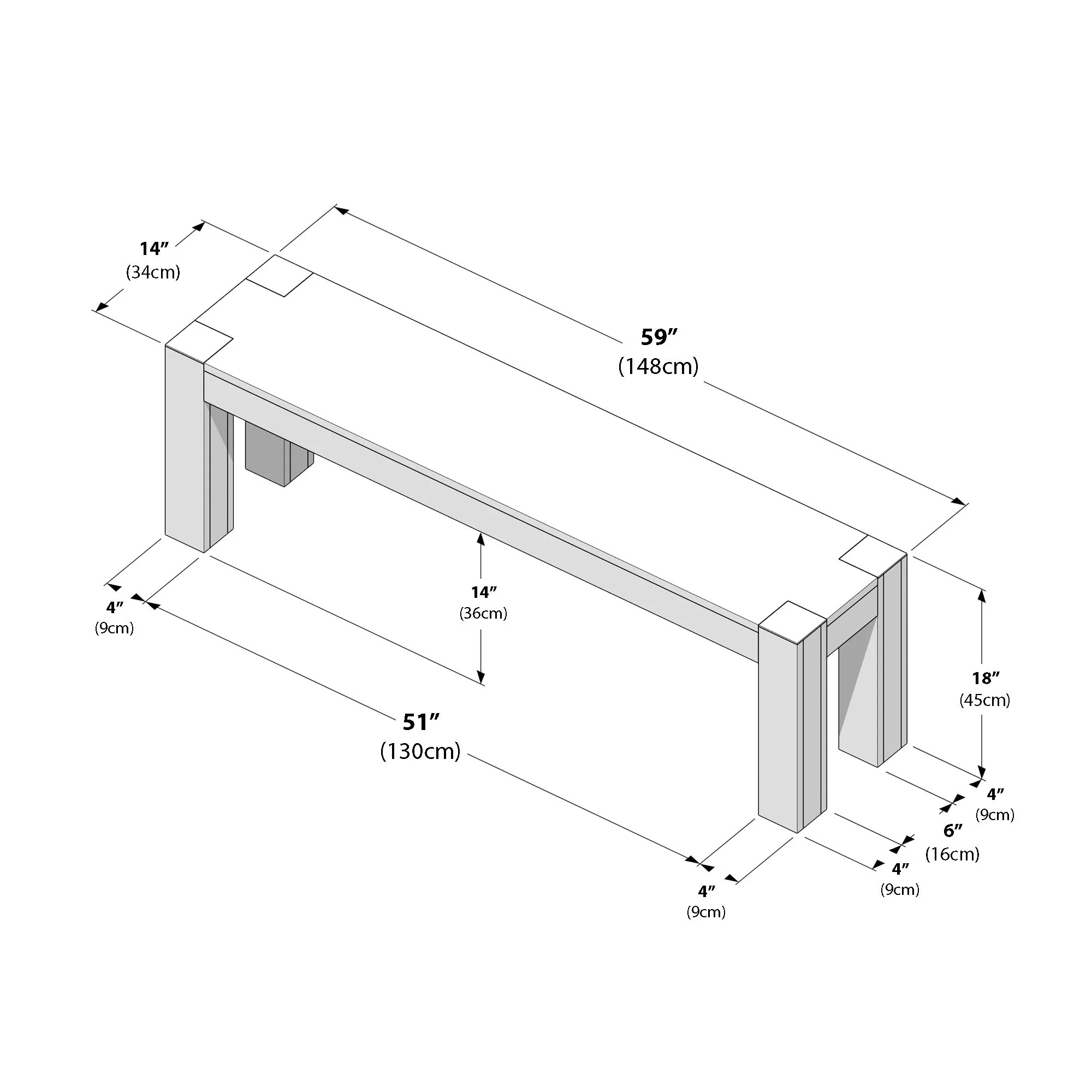 Camden Dining Bench - 58" - Image 19