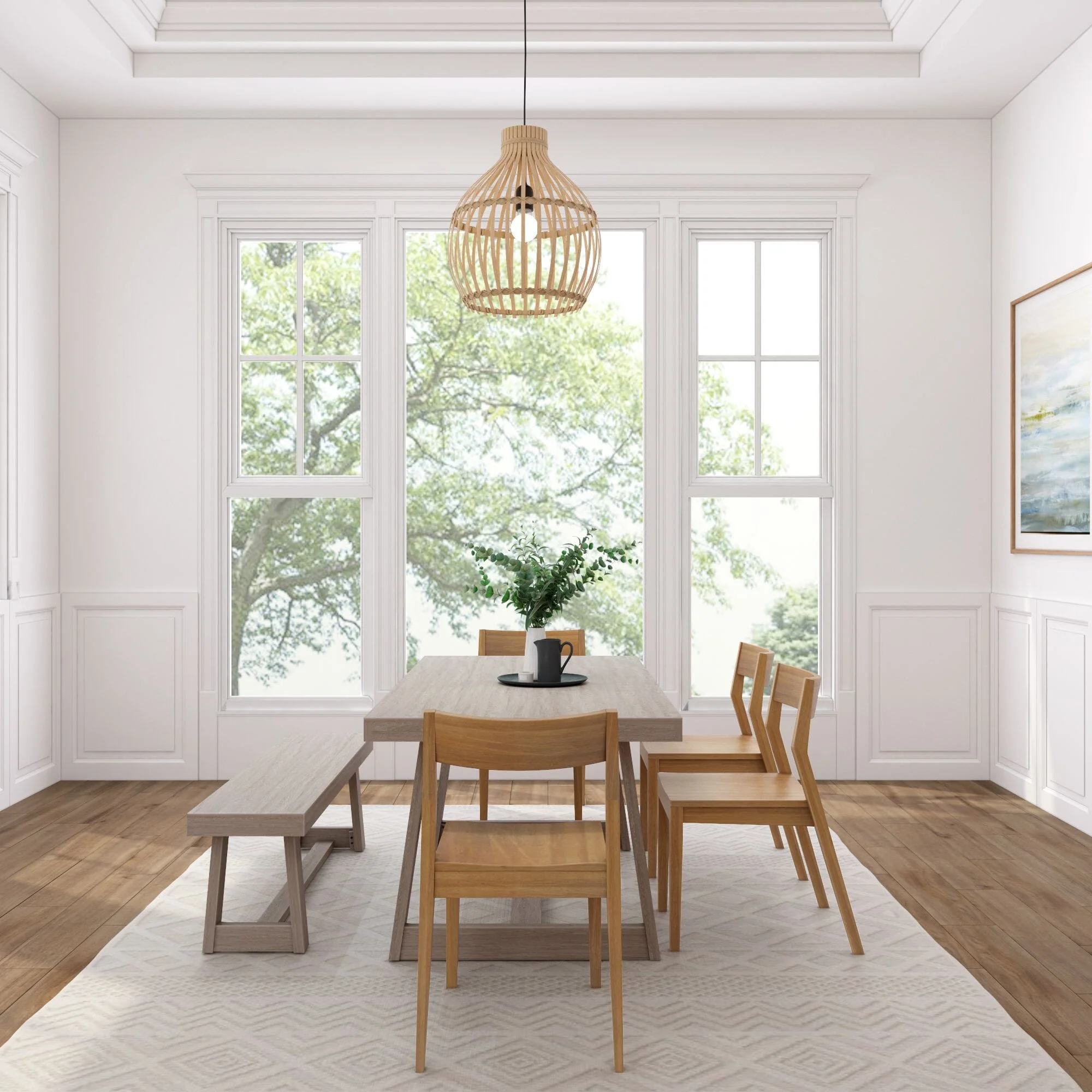 Classic Dining Set with Bench + 4 Chairs - Image 111