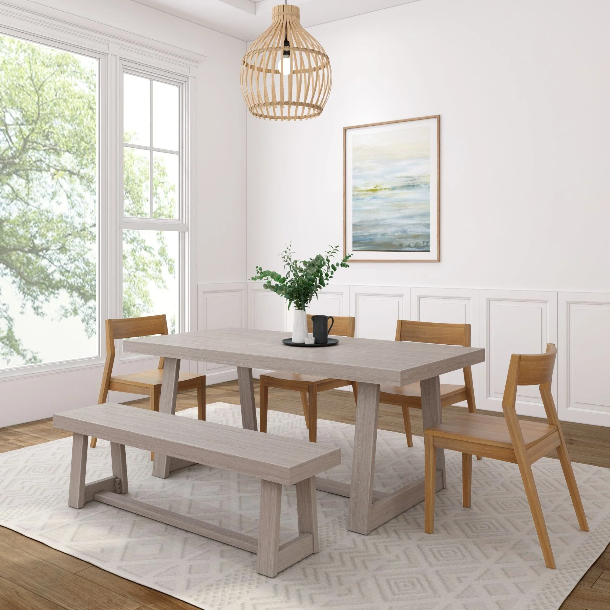 Classic Dining Set with Bench + 4 Chairs - Image 13