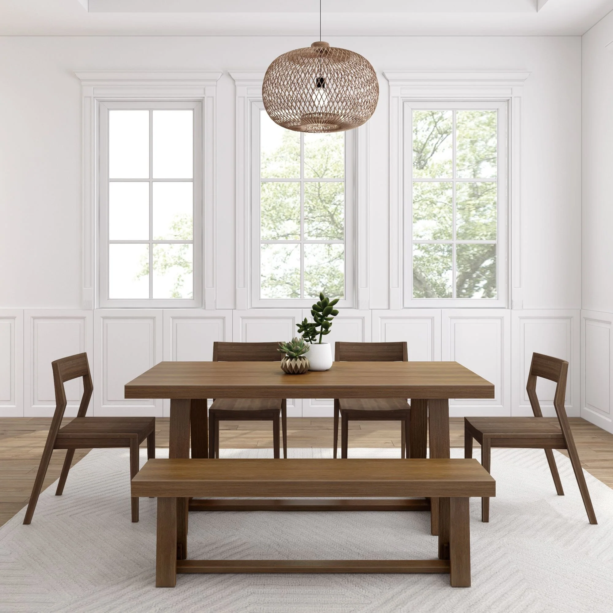 Classic Dining Set with Bench + 4 Chairs - Image 22