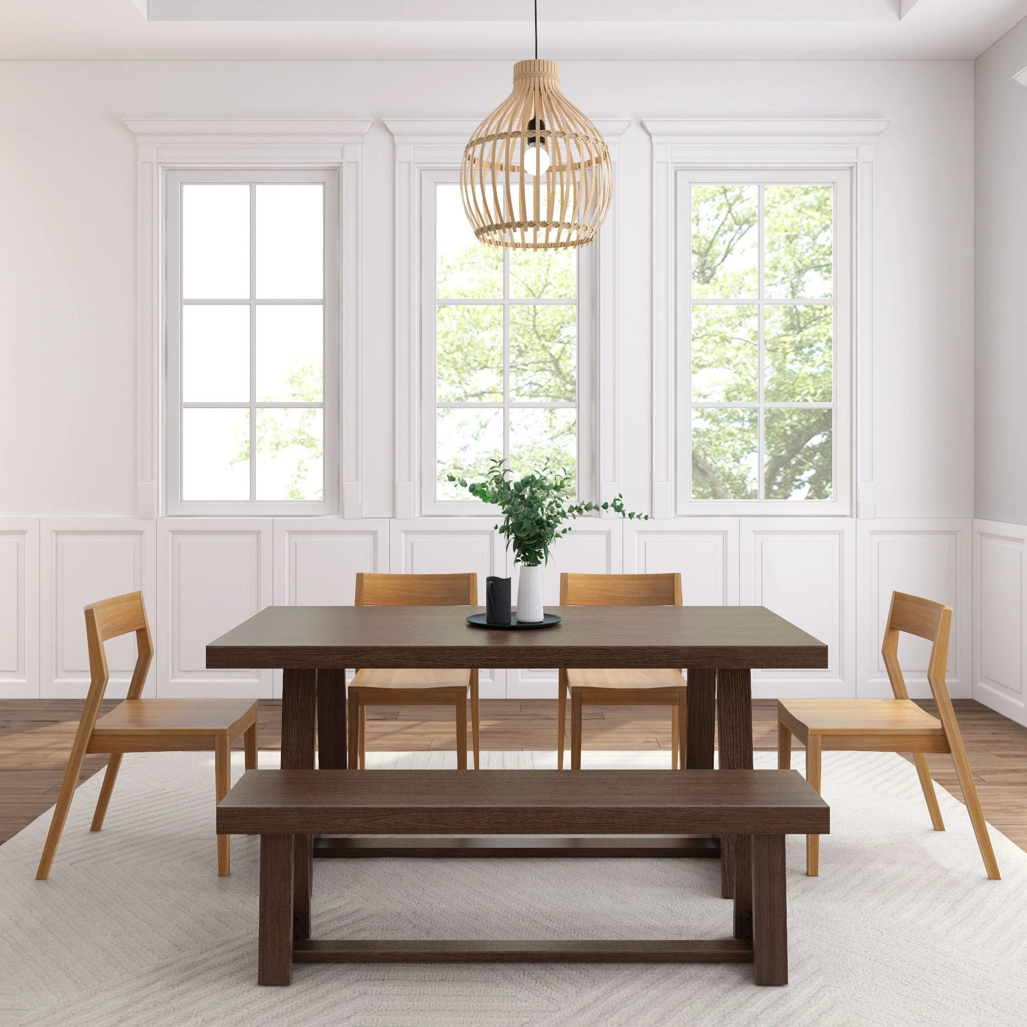 Classic Dining Set with Bench + 4 Chairs - Image 26