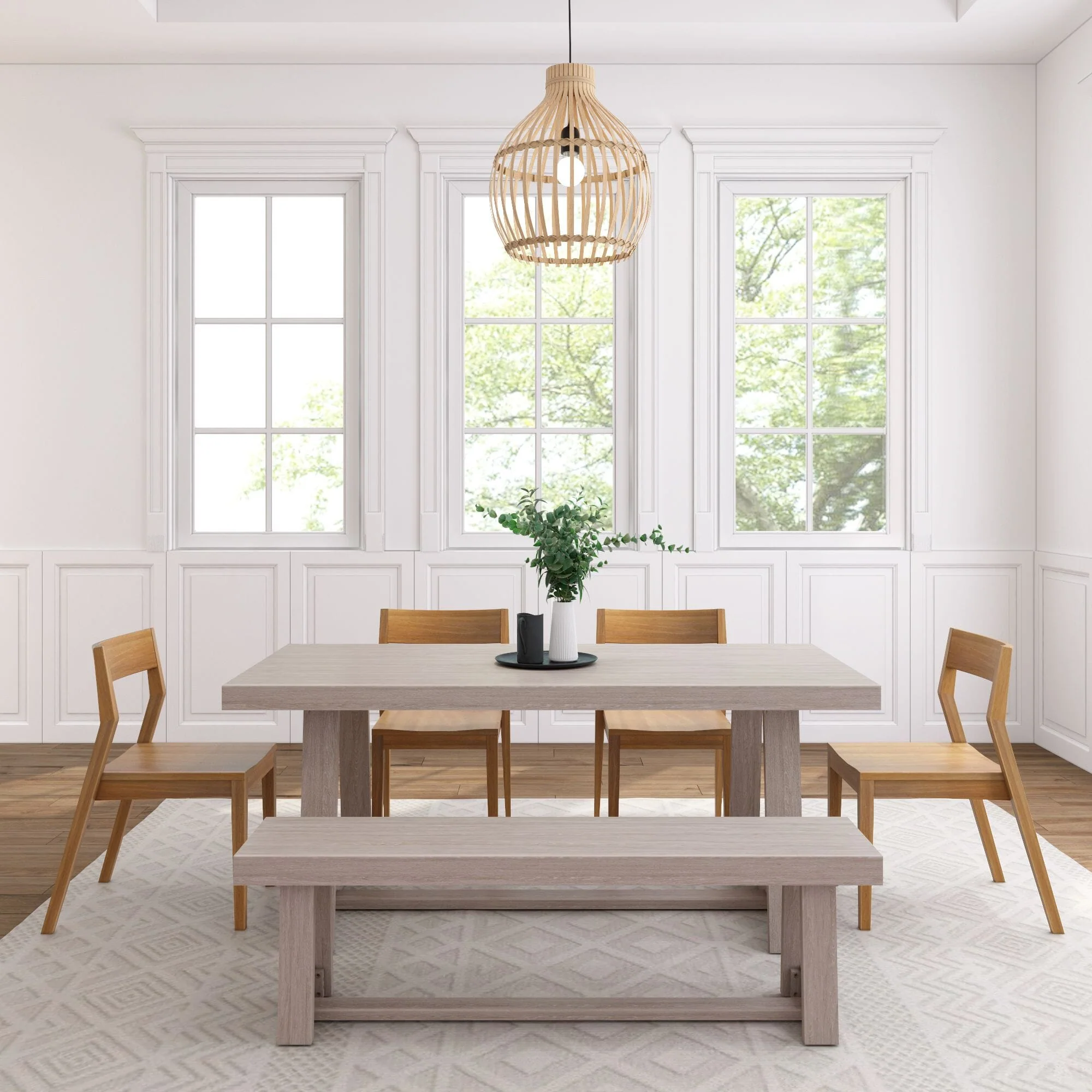 Classic Dining Set with Bench + 4 Chairs - Image 27