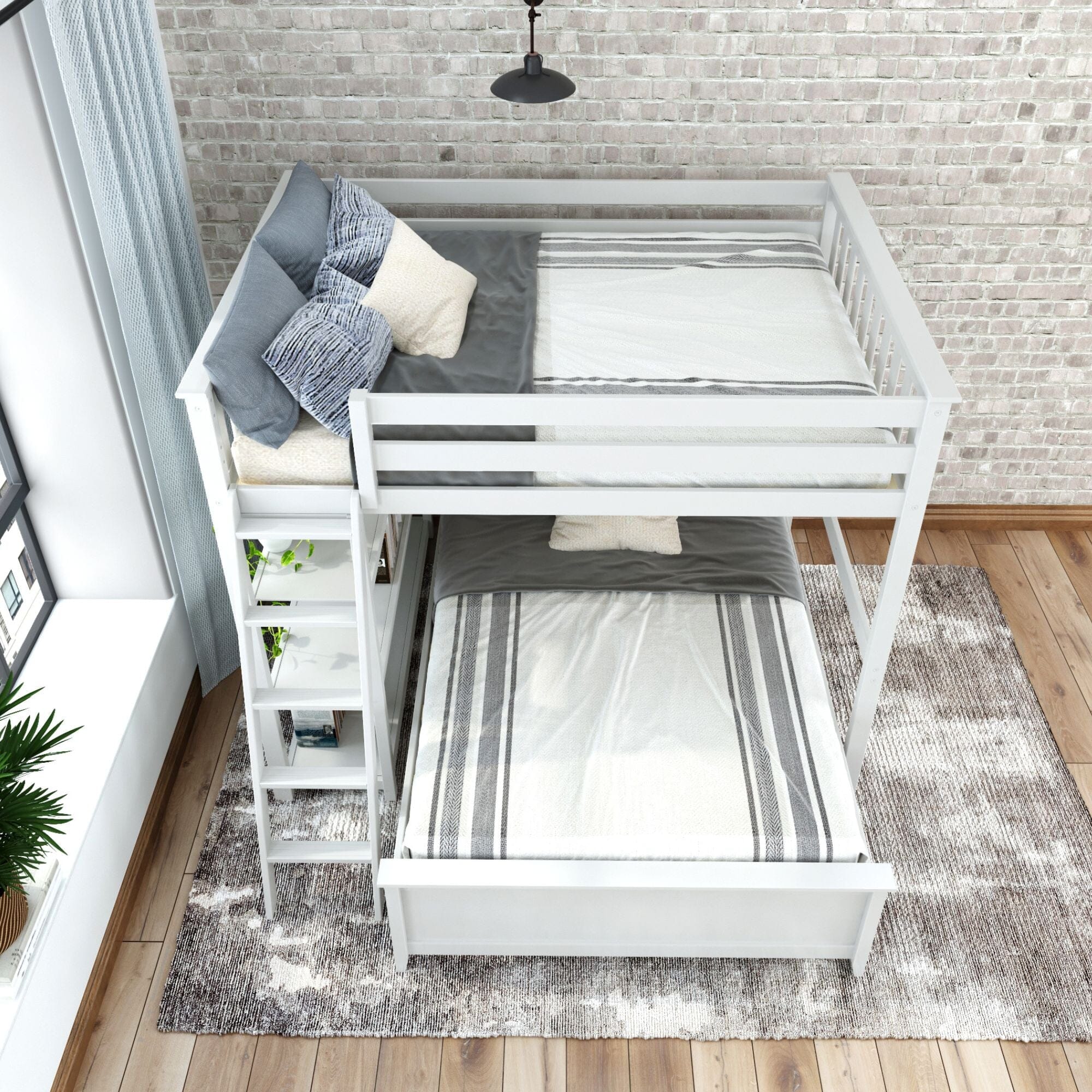Classic Full/Full L-Shaped Bunk Bed + Bookcase - Image 5