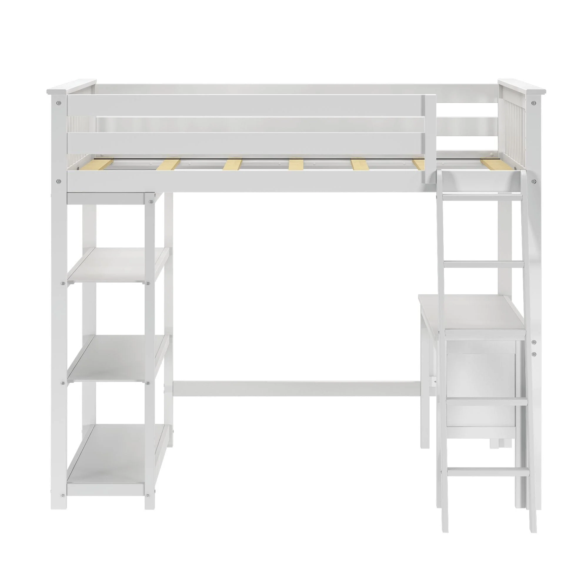 Classic Loft Bed With Bookcase + Desk - Full - Image 4