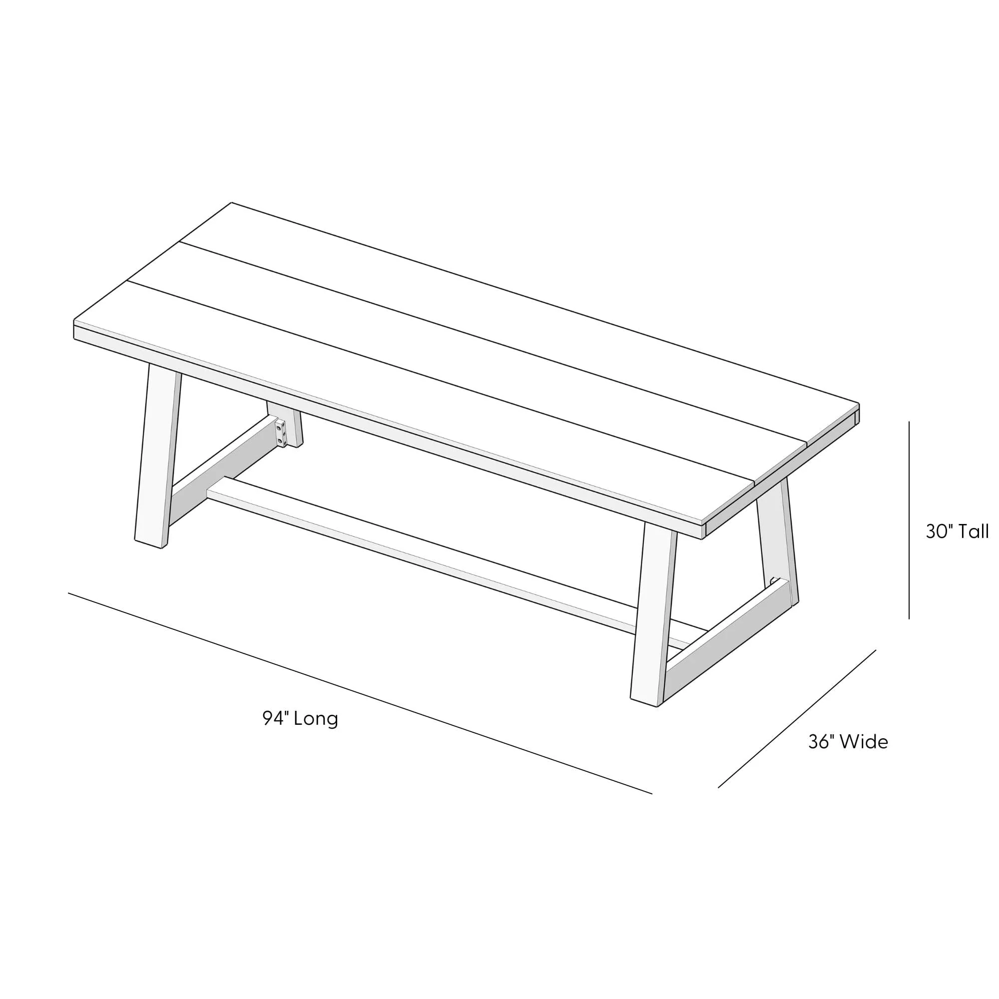 Classic Dining Table - 94" - Image 11