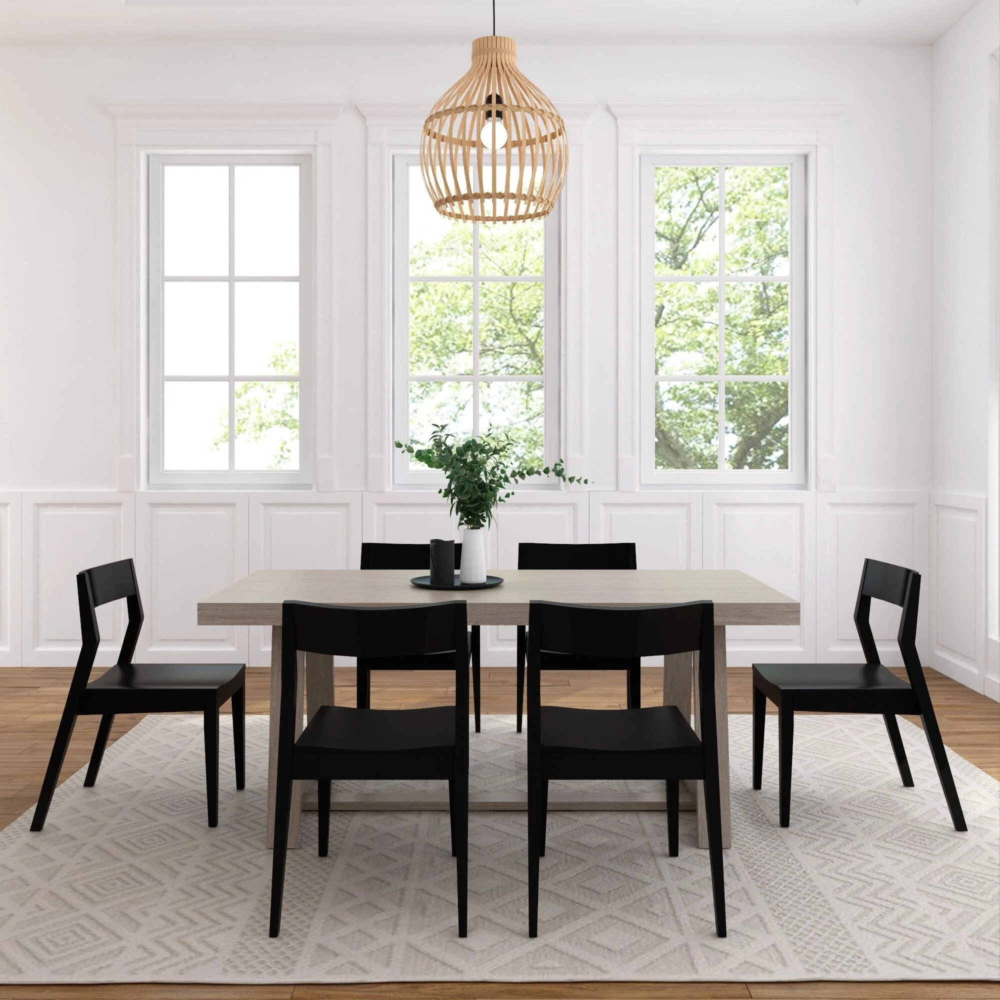 Classic Dining Set with Black Chairs - 72" - Image 10