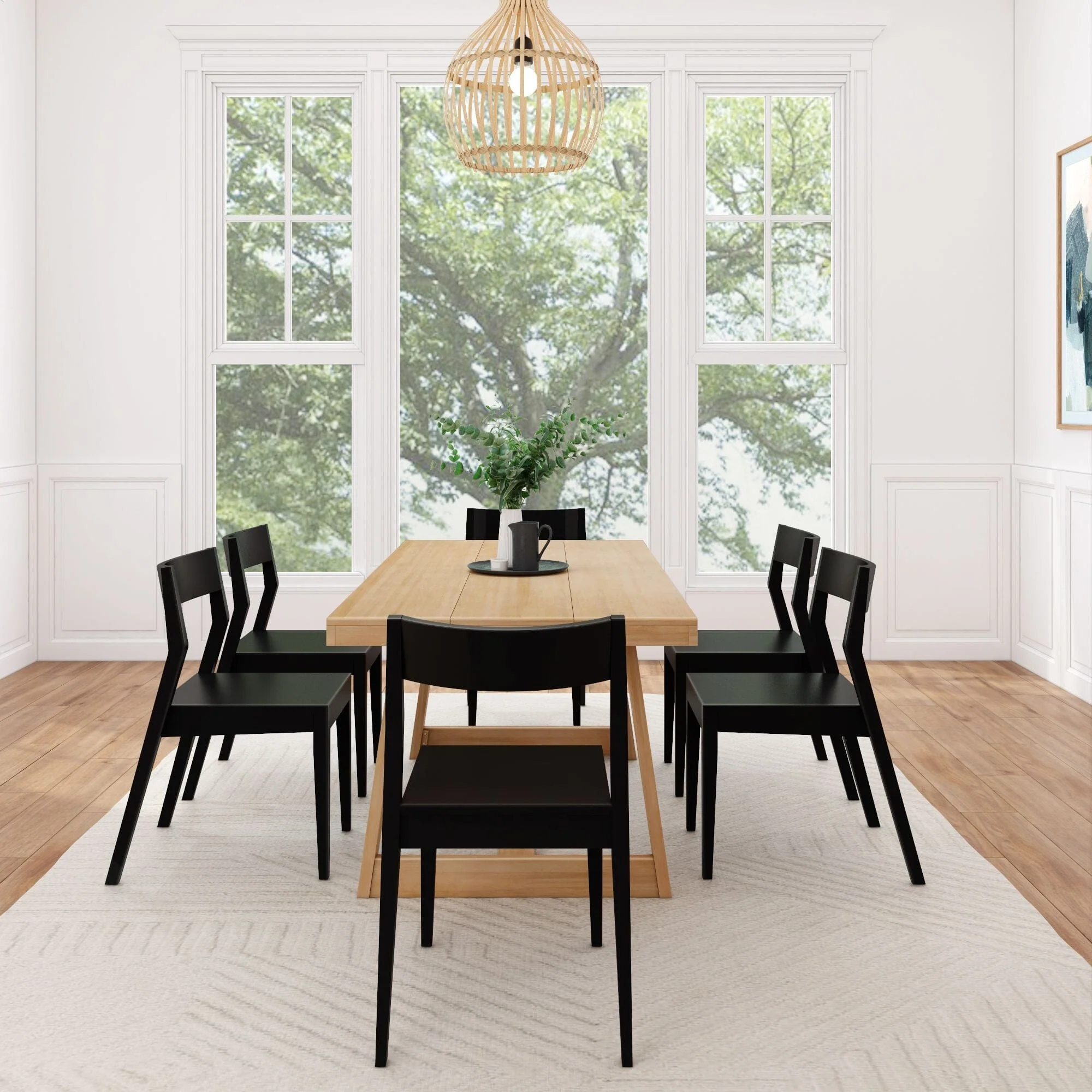 Classic Dining Set with Black Chairs - 72" - Image 11