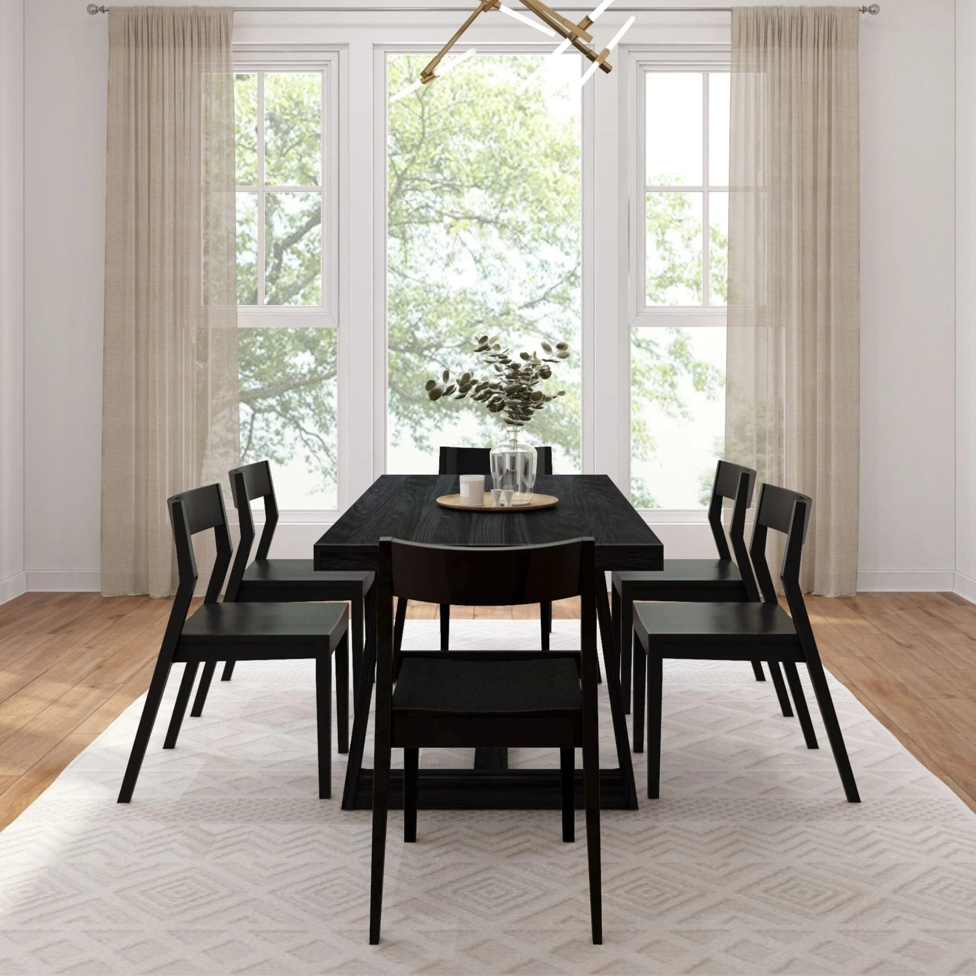 Classic Dining Set with Black Chairs - 72" - Image 12