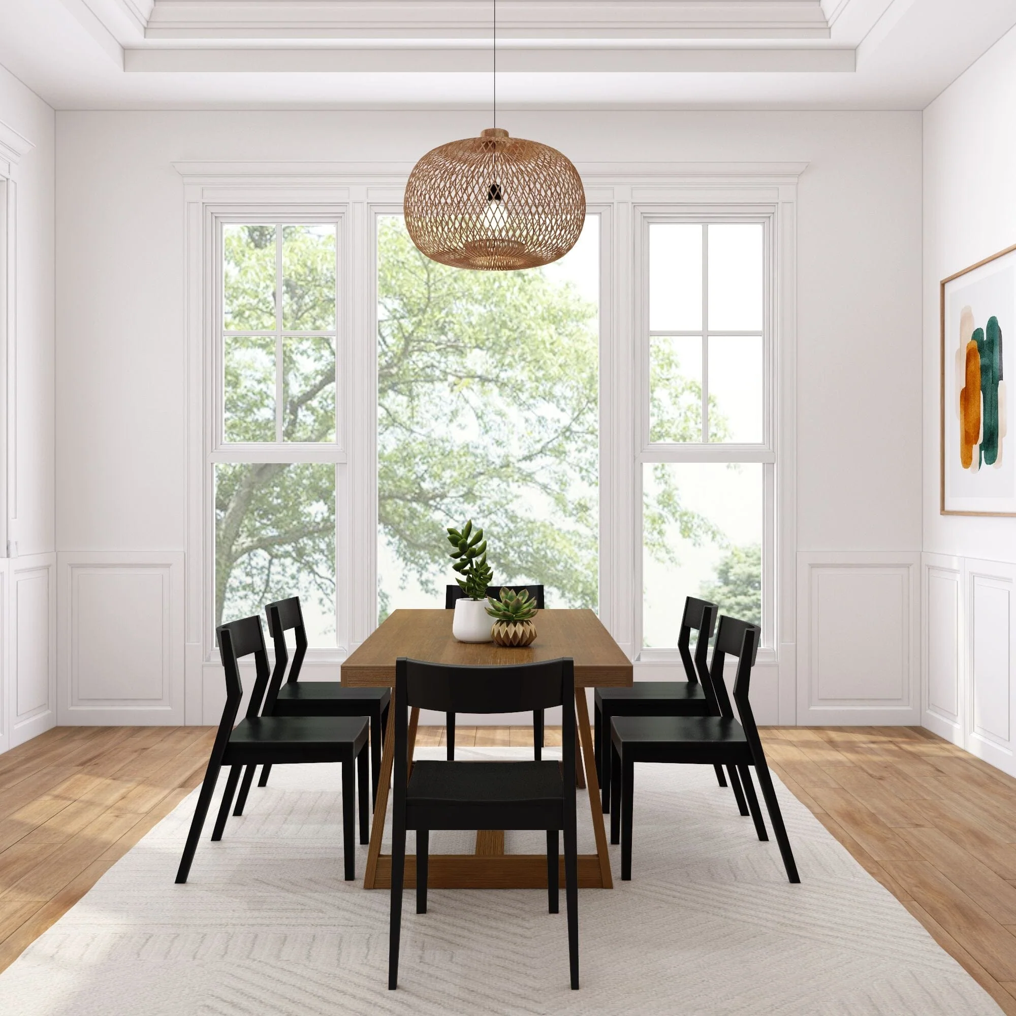 Classic Dining Set with Black Chairs - 72" - Image 13