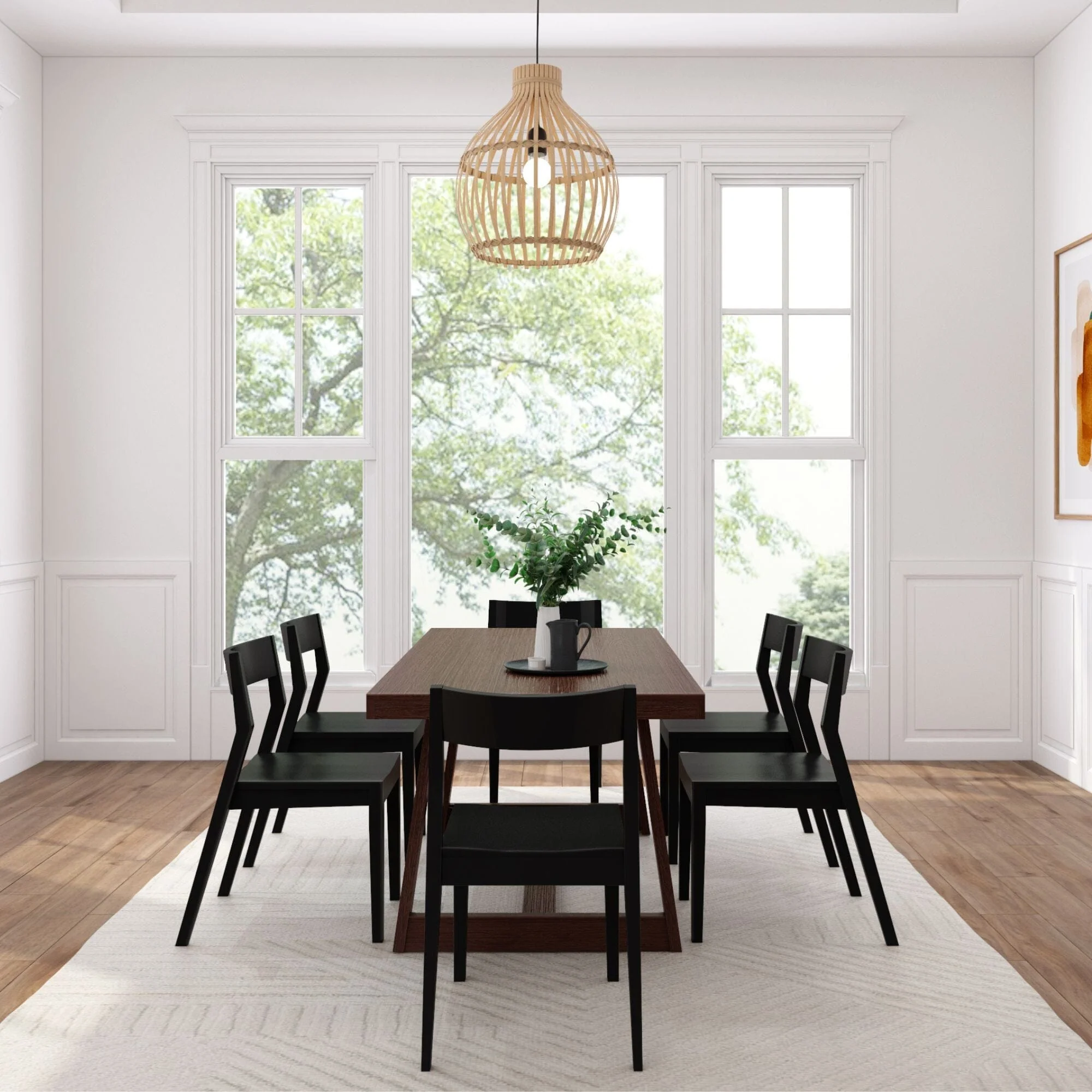 Classic Dining Set with Black Chairs - 72" - Image 14