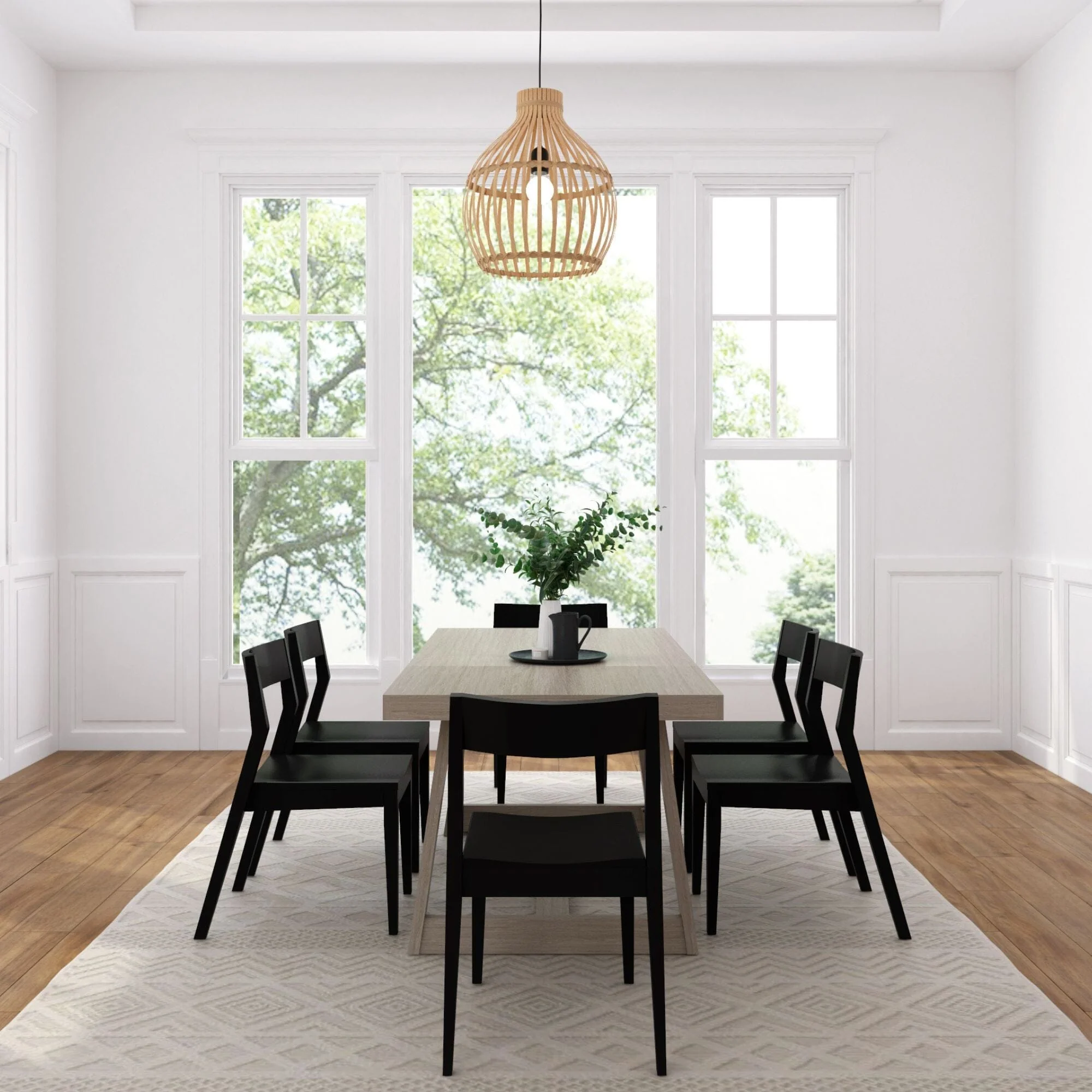 Classic Dining Set with Black Chairs - 72" - Image 15