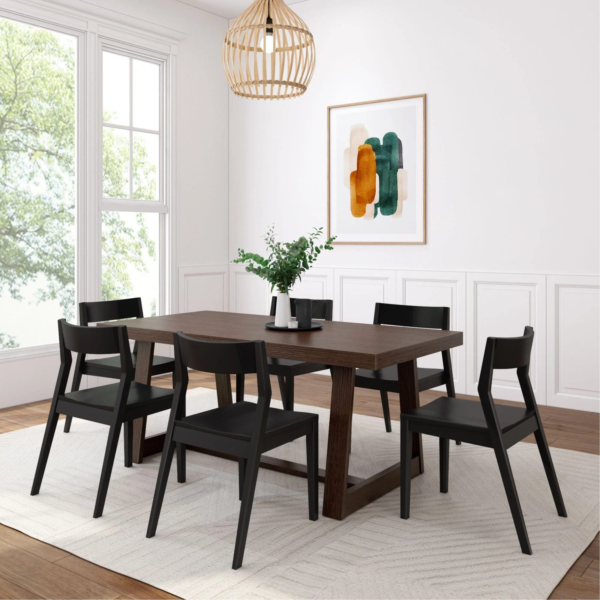 Classic Dining Set with Black Chairs - 72" - Image 4