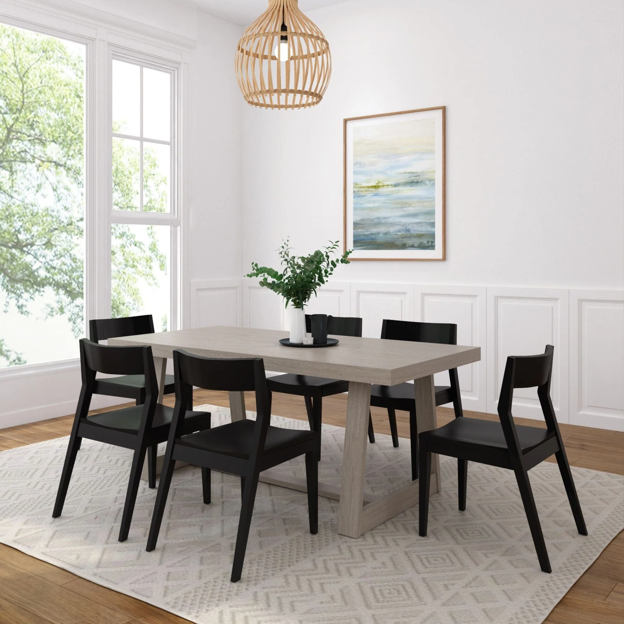 Classic Dining Set with Black Chairs - 72" - Image 5
