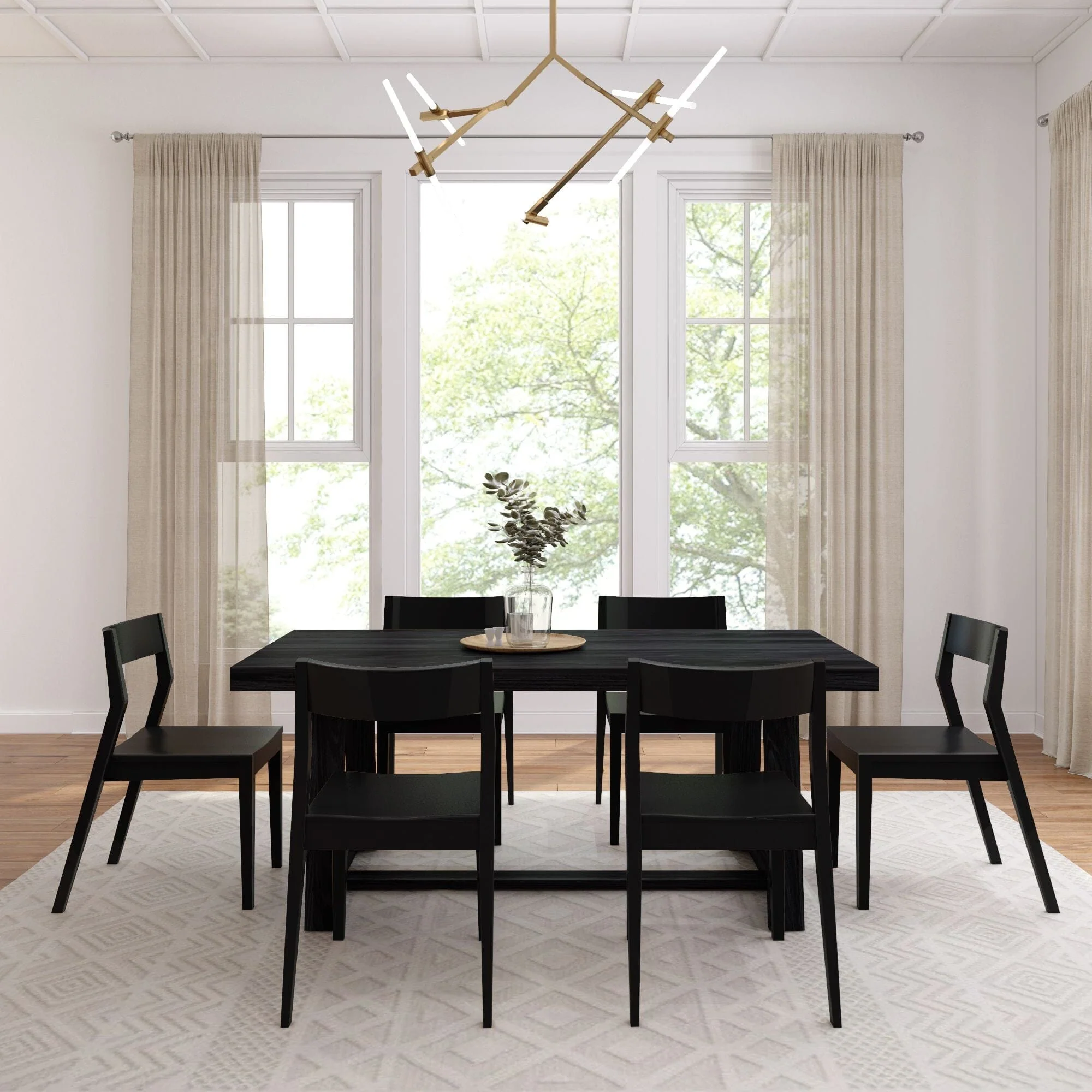 Classic Dining Set with Black Chairs - 72" - Image 7