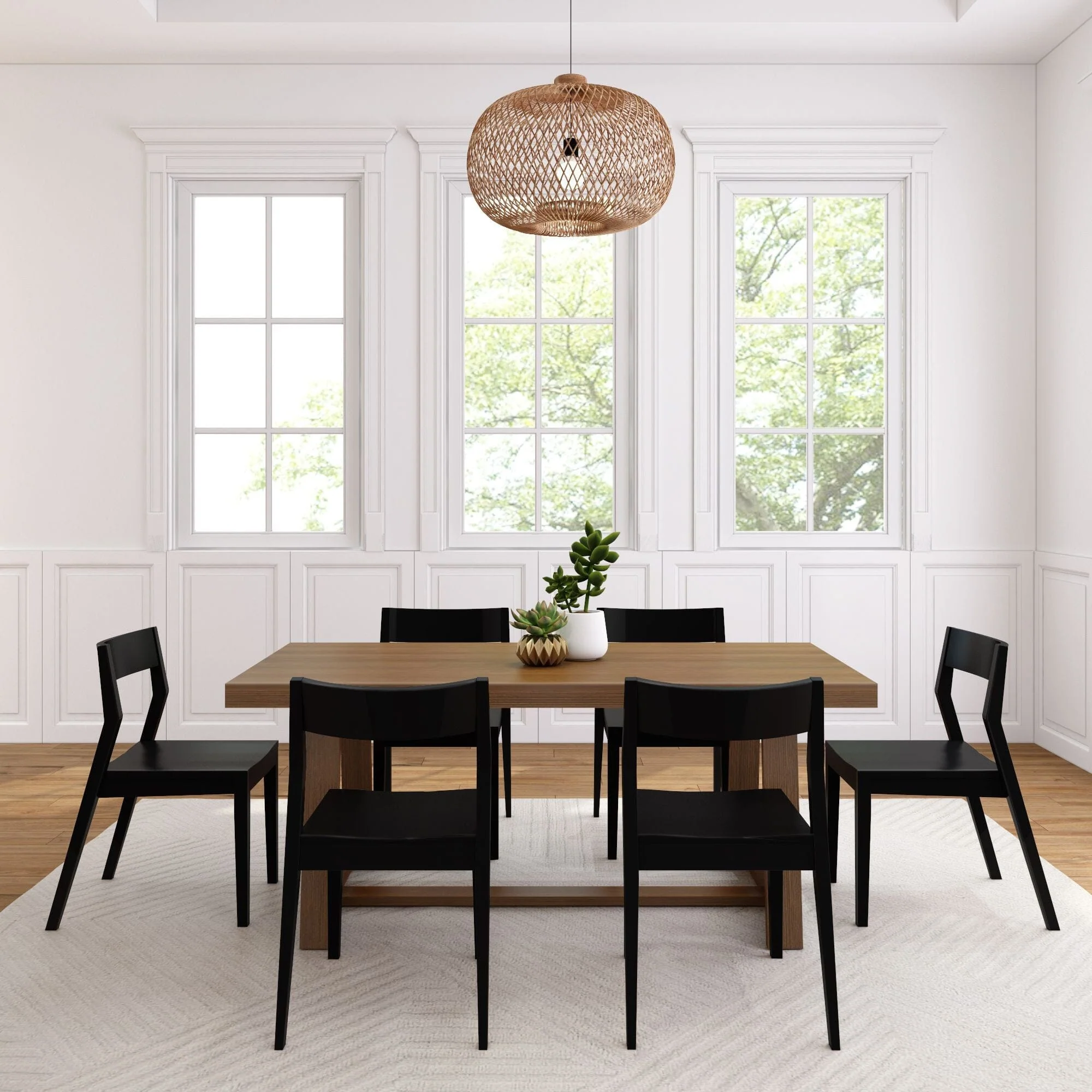 Classic Dining Set with Black Chairs - 72" - Image 8