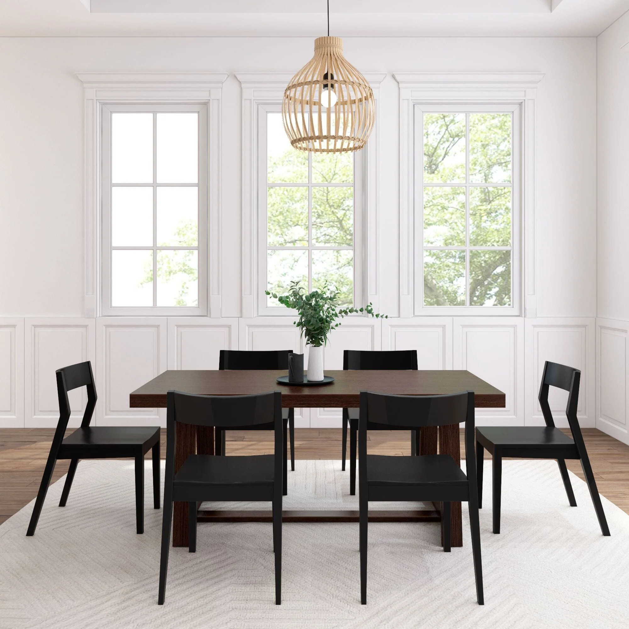 Classic Dining Set with Black Chairs - 72" - Image 9