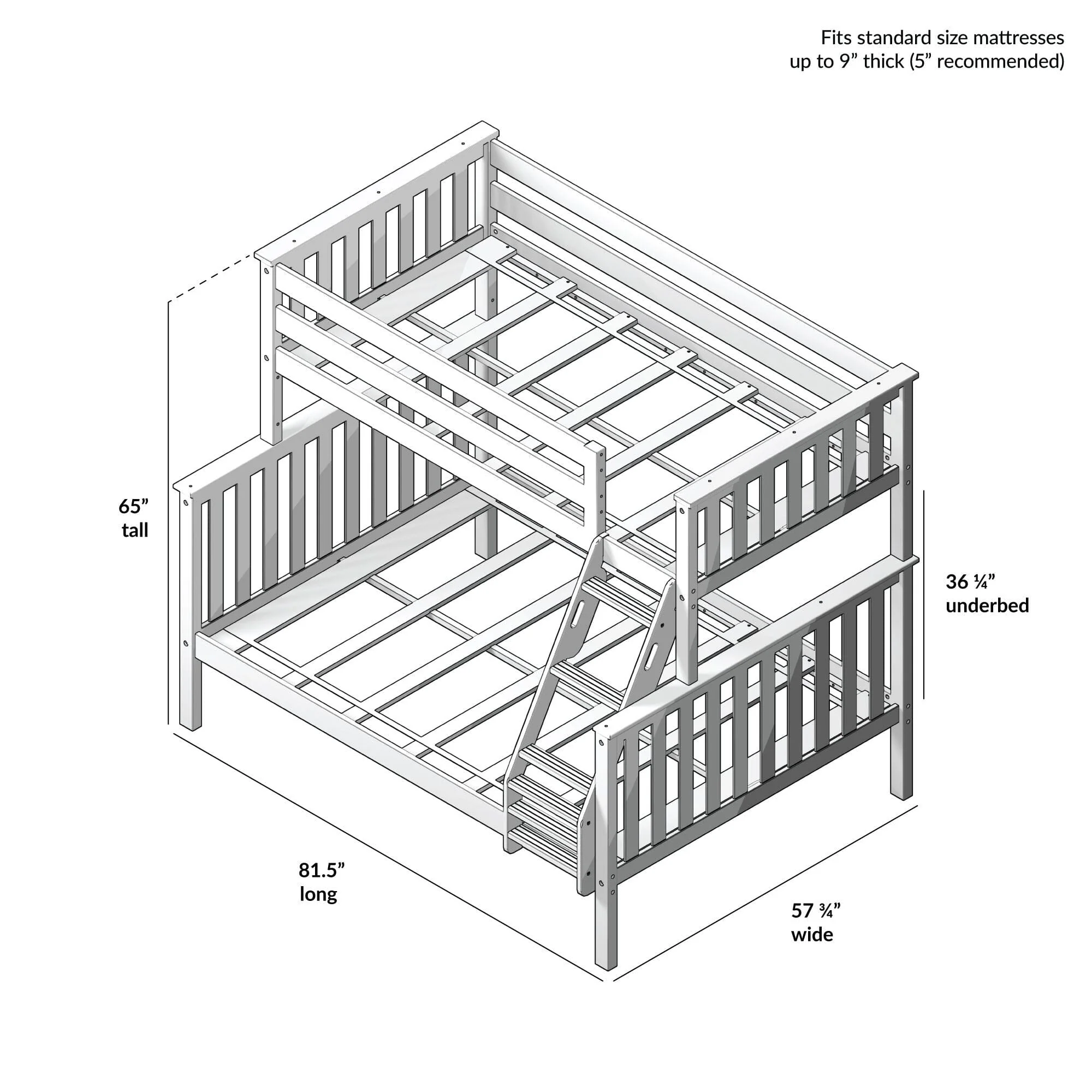 Classic Twin over Full Bunk Bed - Image 32