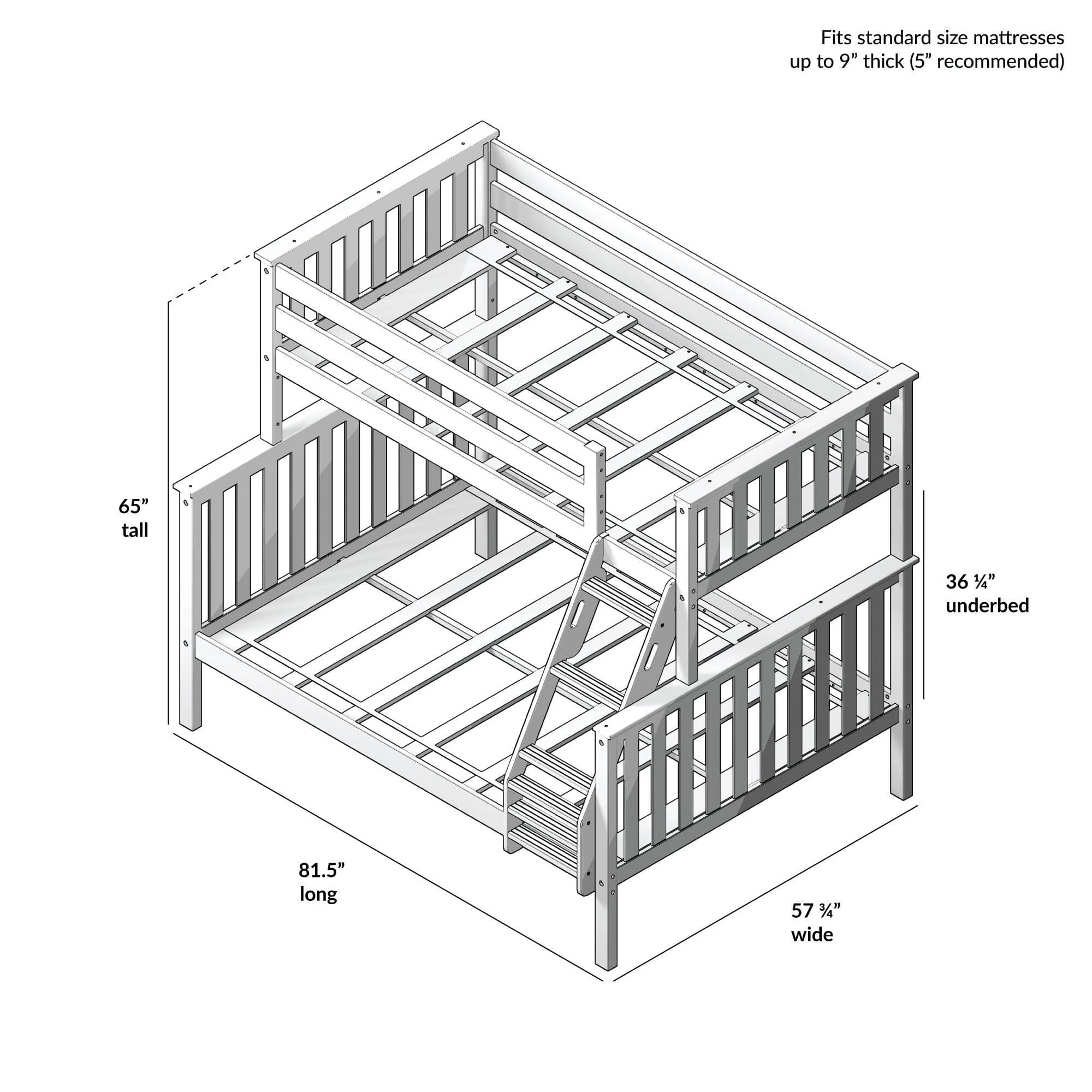 Classic Twin over Full Bunk Bed - Image 35