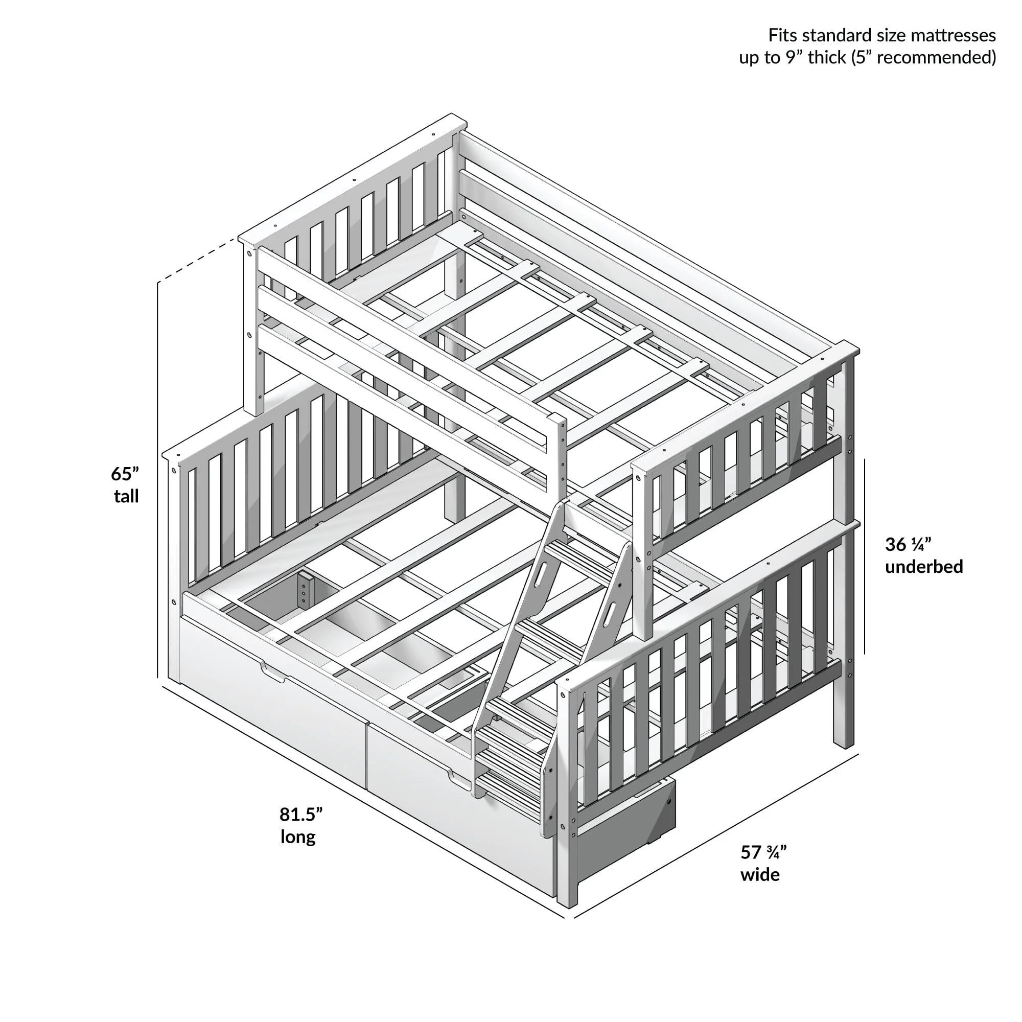 Classic Twin over Full Bunk Bed + Underbed Storage - Image 20