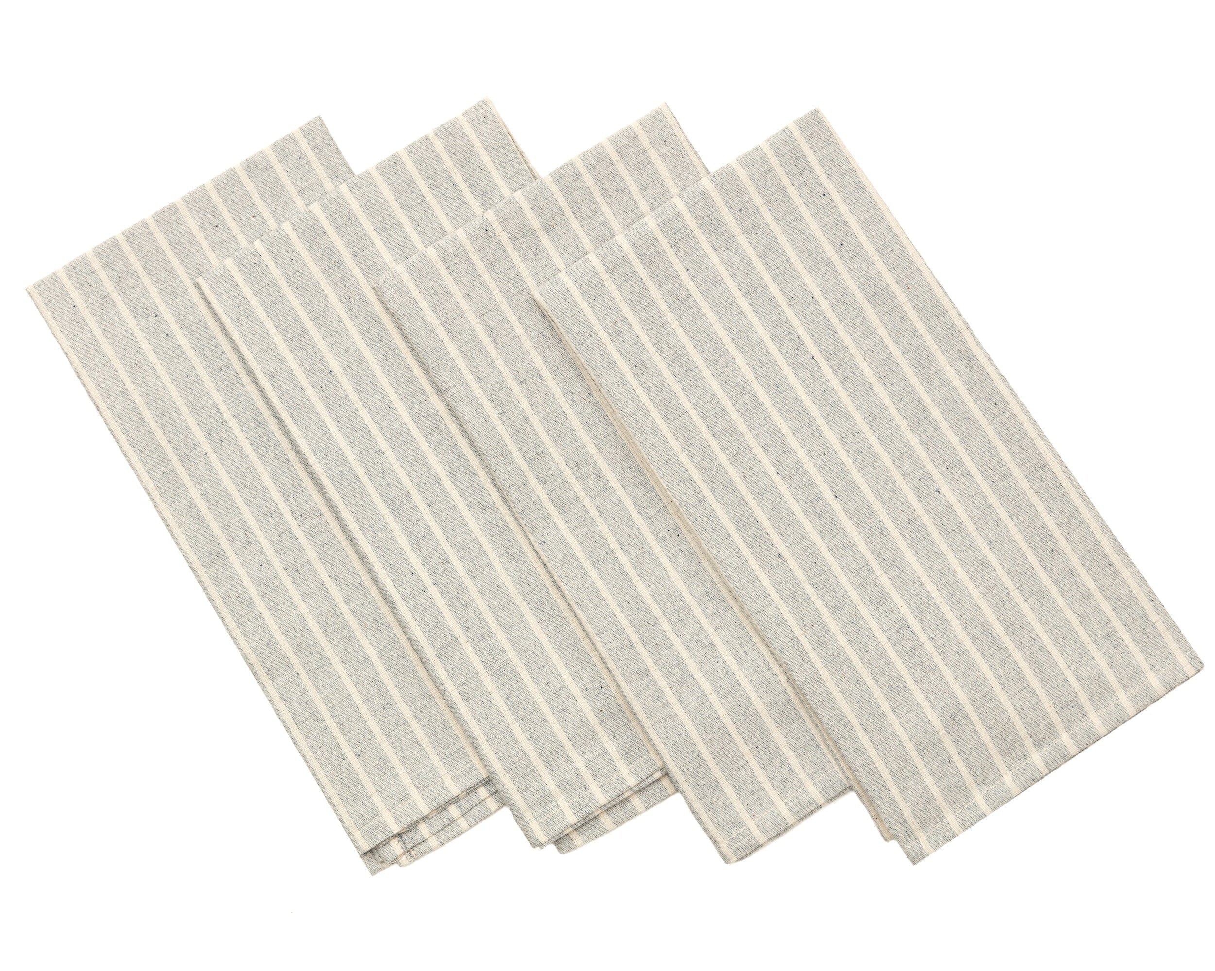 Cloth Napkins, Set of 4 - Denim and Natural Striped by MEEMA