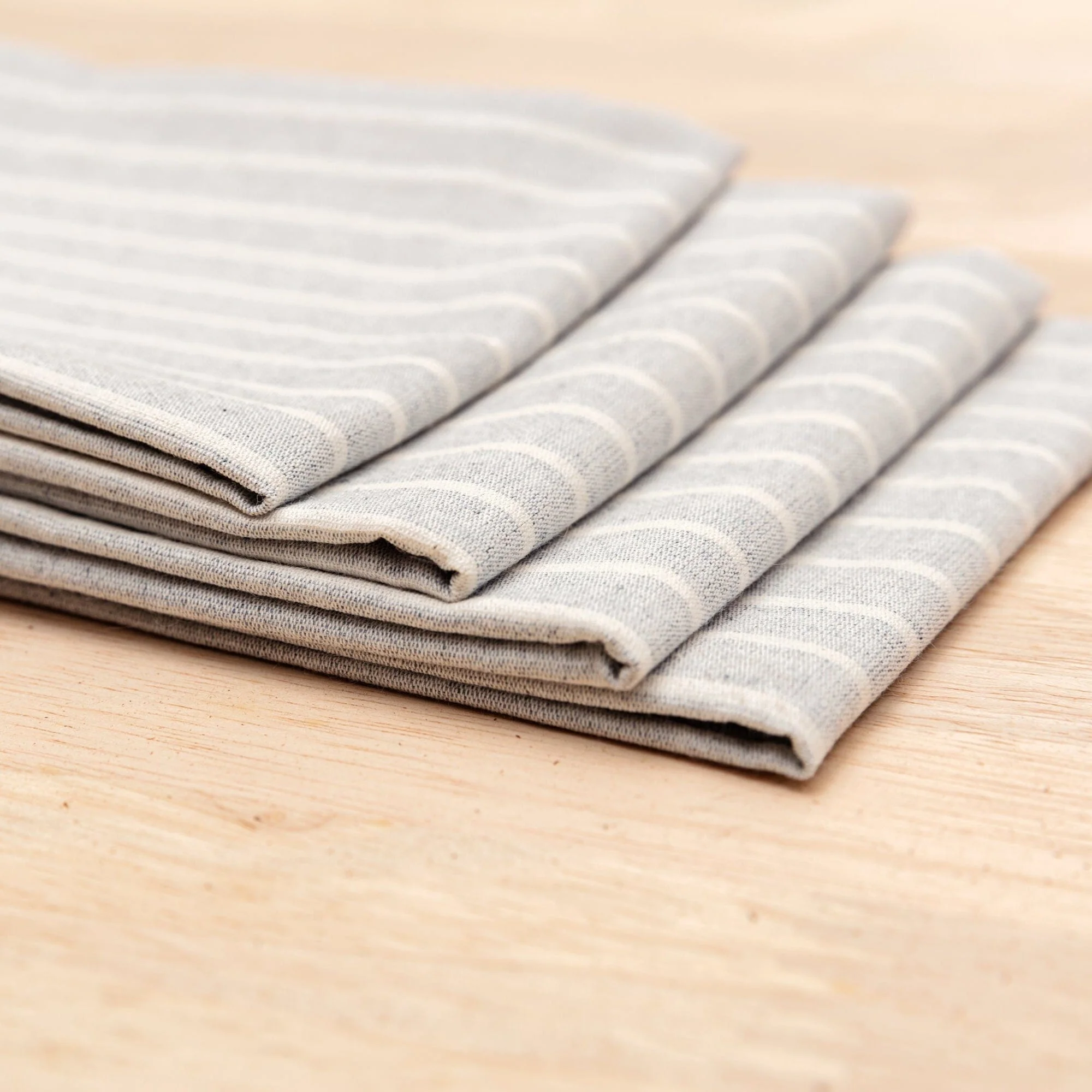 Cloth Napkins, Set of 4 - Denim and Natural Striped by MEEMA - Image 3
