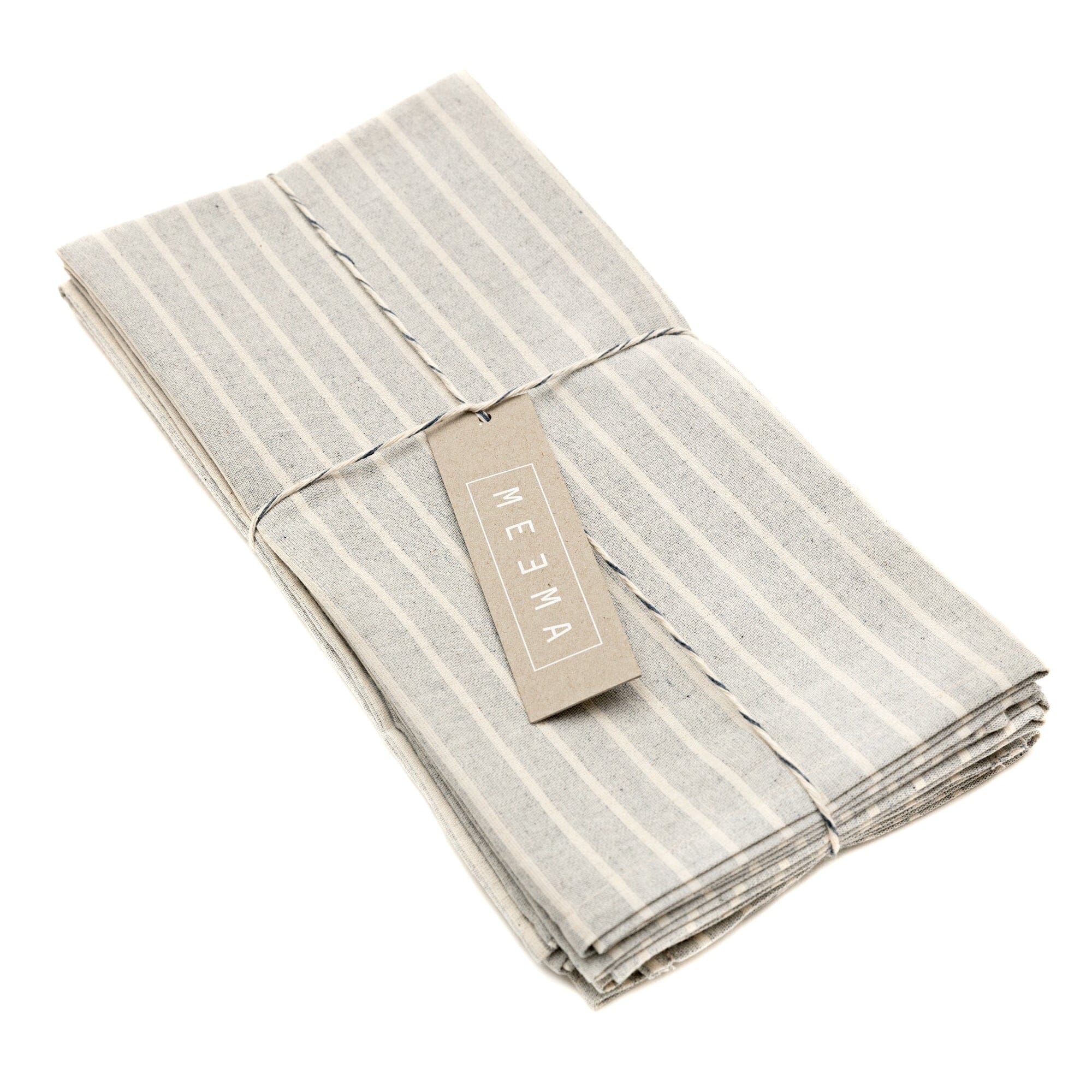 Cloth Napkins, Set of 4 - Denim and Natural Striped by MEEMA - Image 4