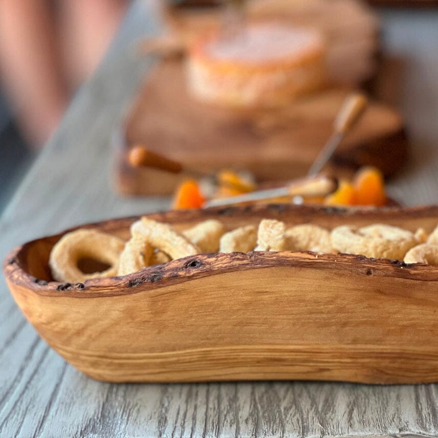 Italian Olivewood Boat Bowl with Live Edge by Verve Culture - Image 5