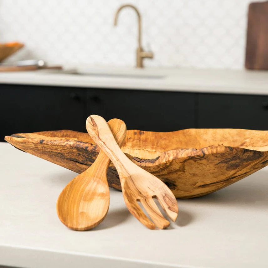 Italian Olivewood Salad Servers by Verve Culture - Image 2