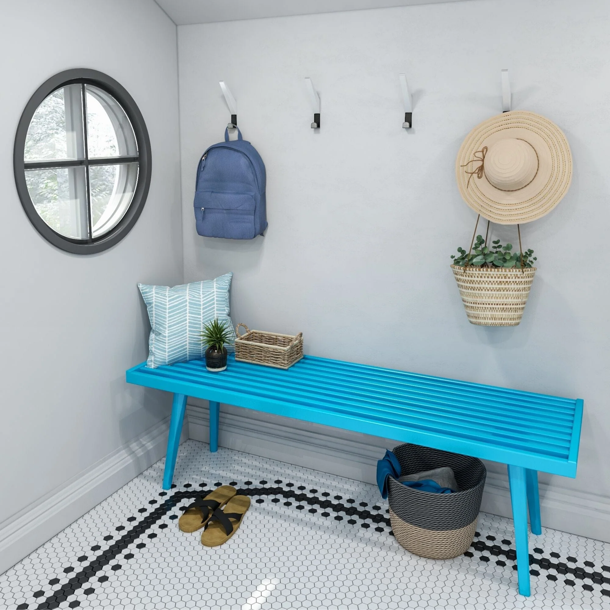Mid-Century Modern Entryway Bench - 56" - Image 10