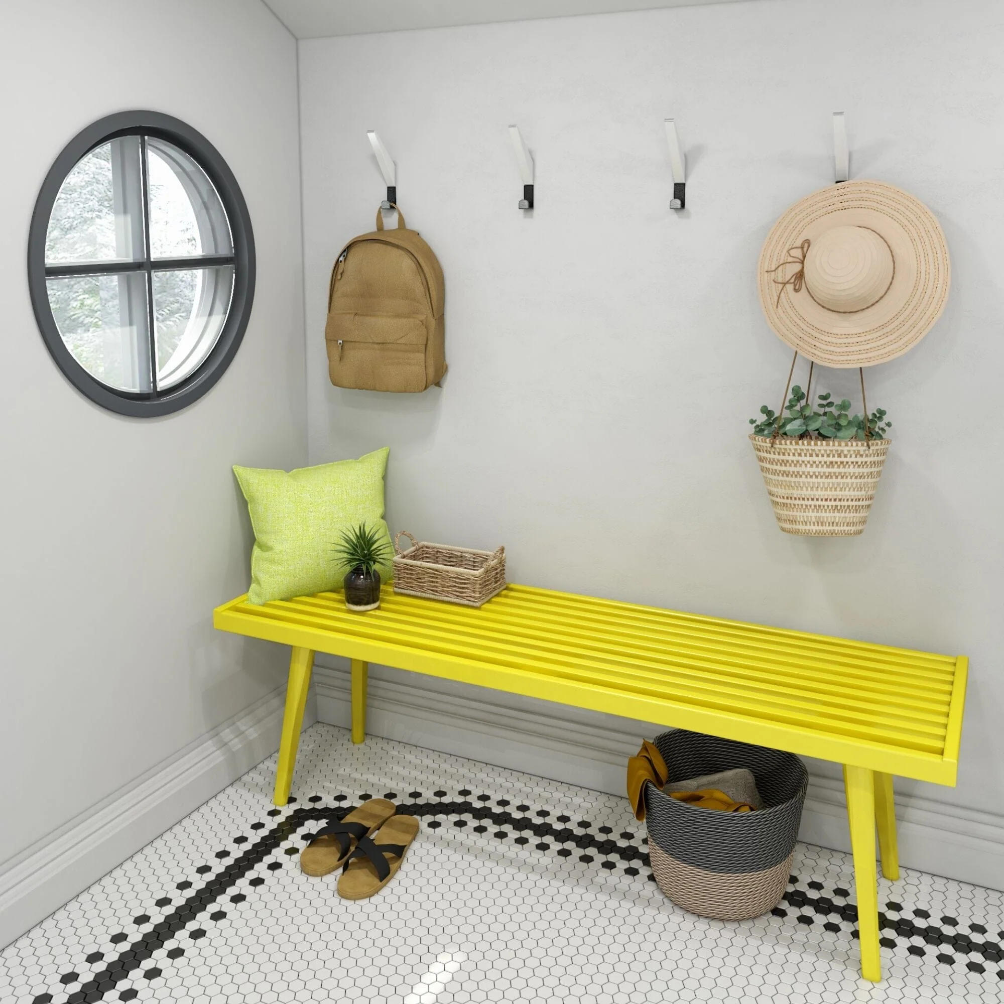Mid-Century Modern Entryway Bench - 56" - Image 11