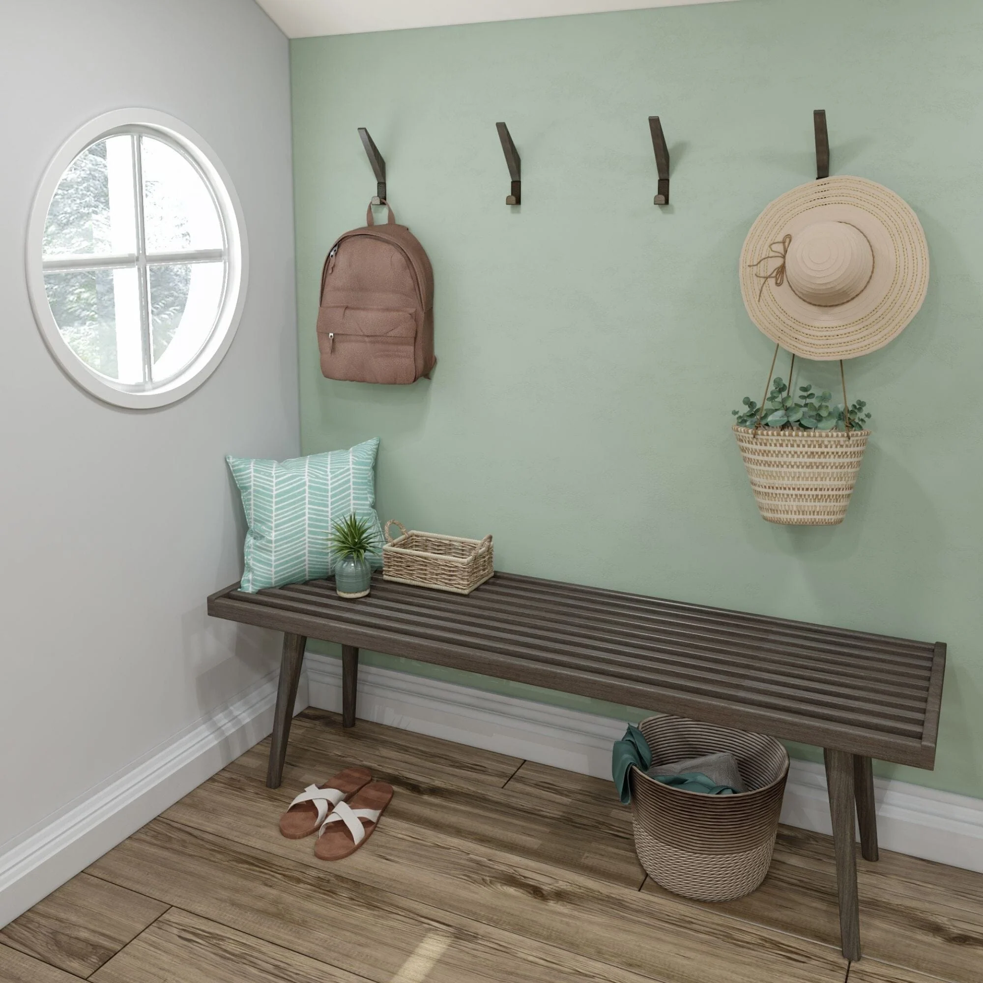 Mid-Century Modern Entryway Bench - 56" - Image 12