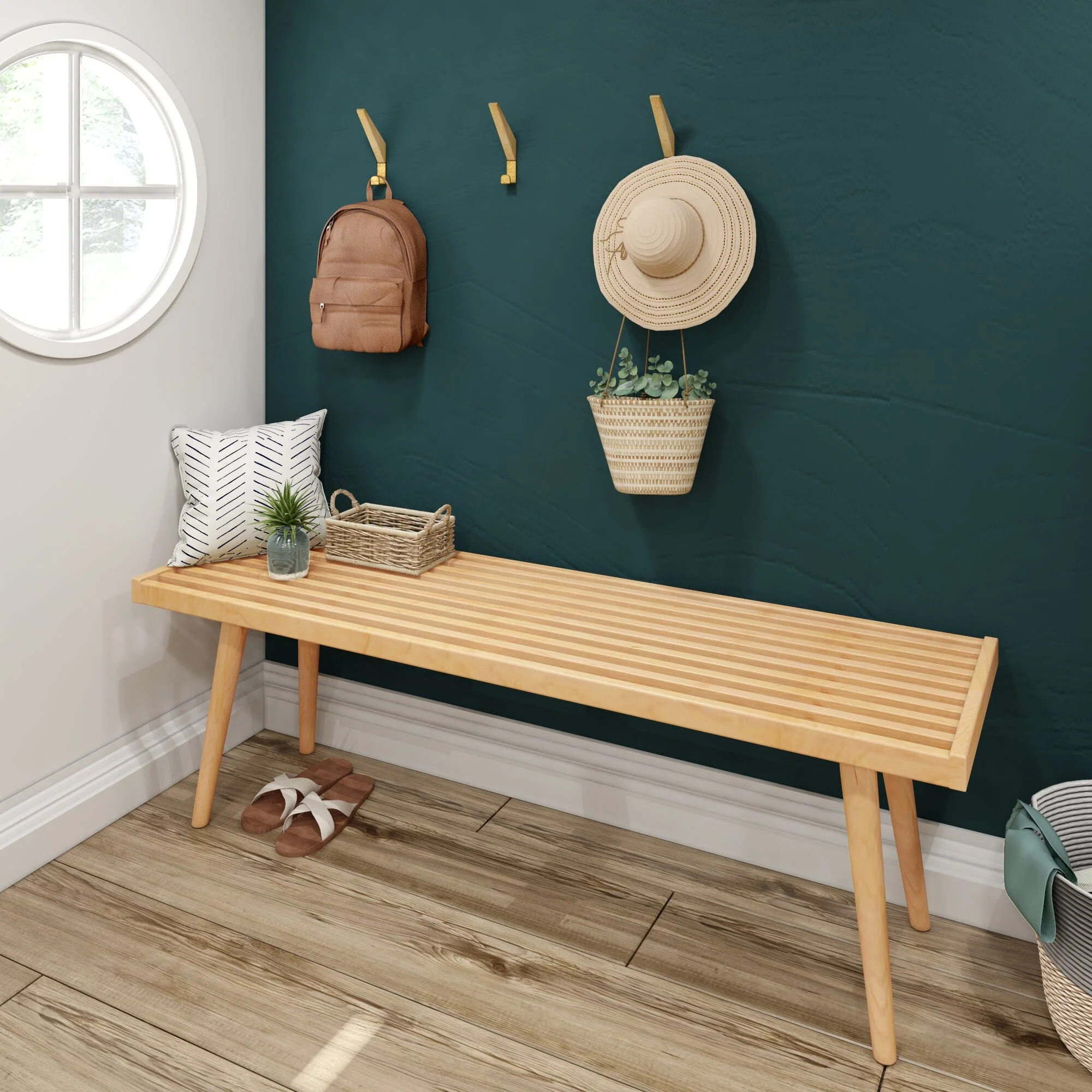 Mid-Century Modern Entryway Bench - 56" - Image 13