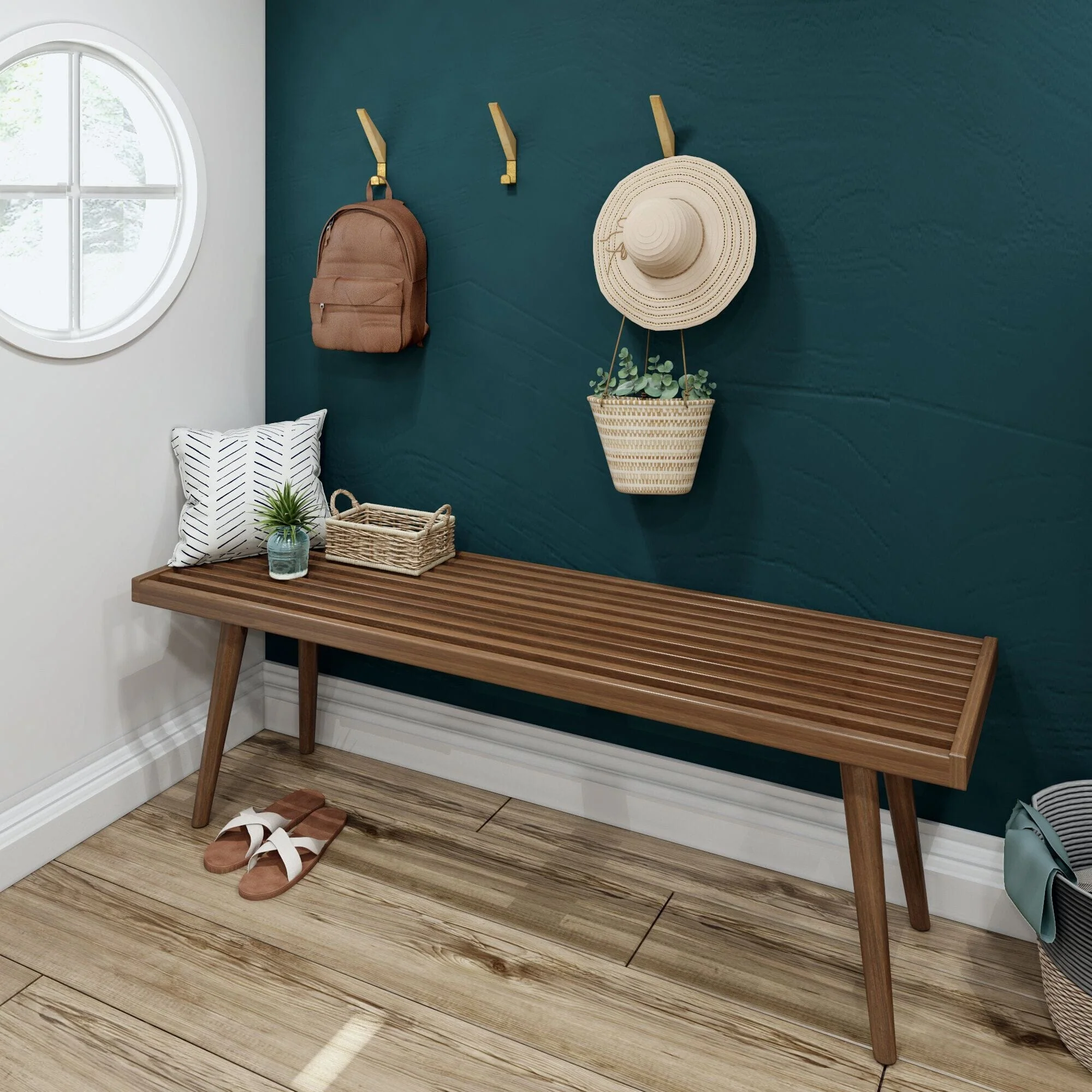 Mid-Century Modern Entryway Bench - 56" - Image 16
