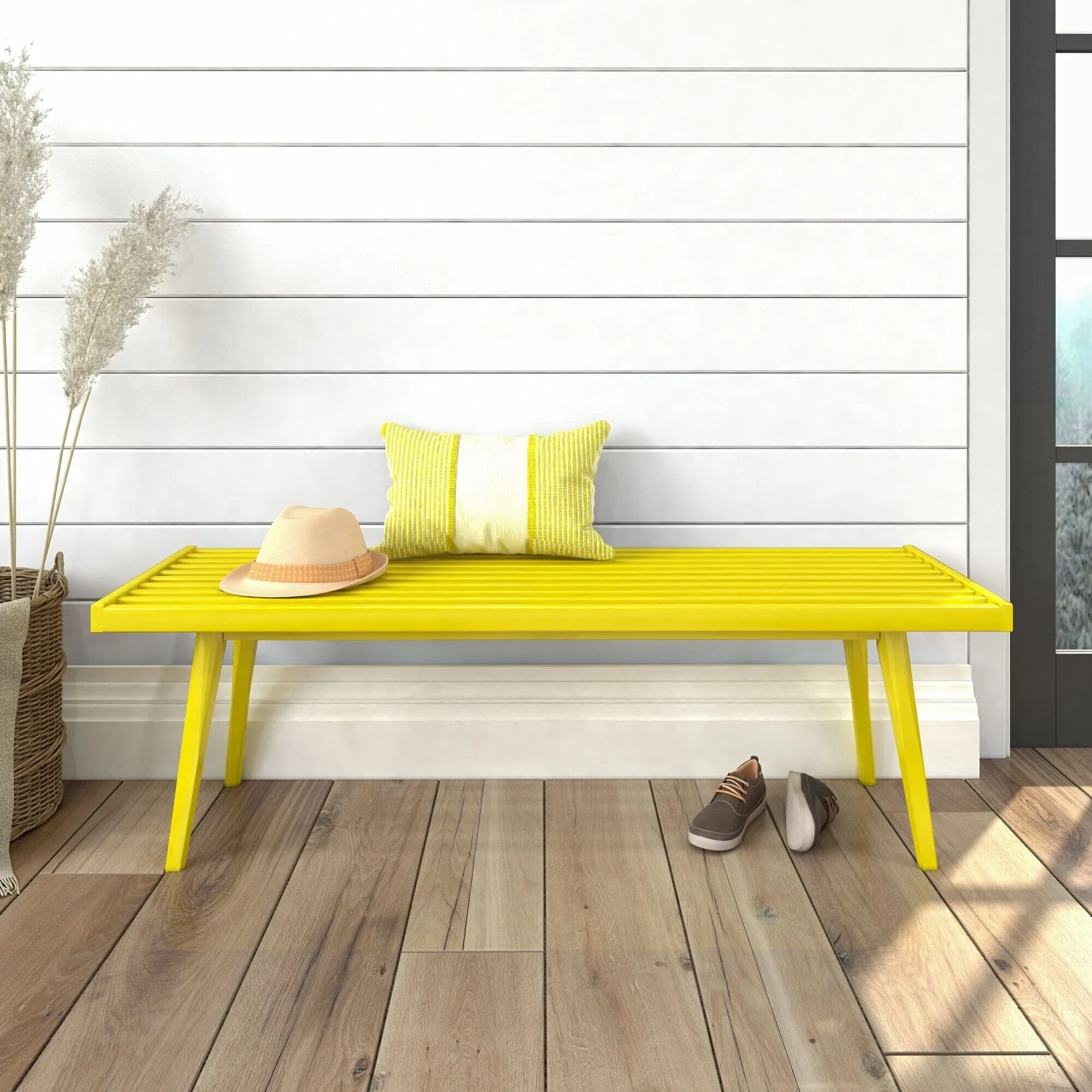 Mid-Century Modern Entryway Bench - 56" - Image 3