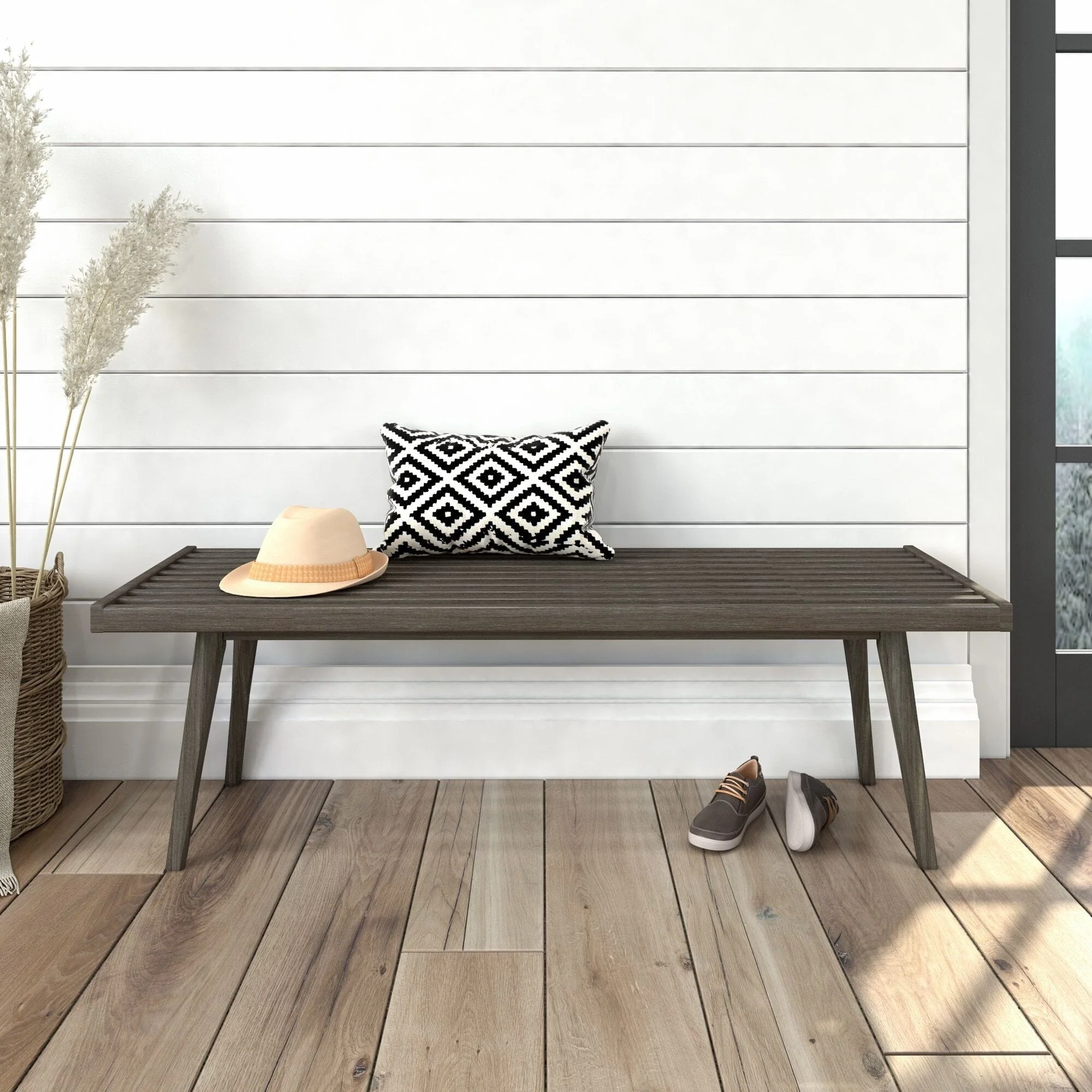Mid-Century Modern Entryway Bench - 56" - Image 4