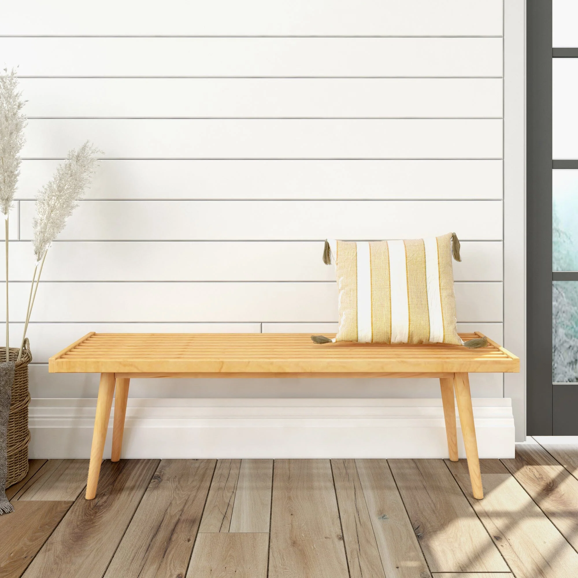 Mid-Century Modern Entryway Bench - 56" - Image 5