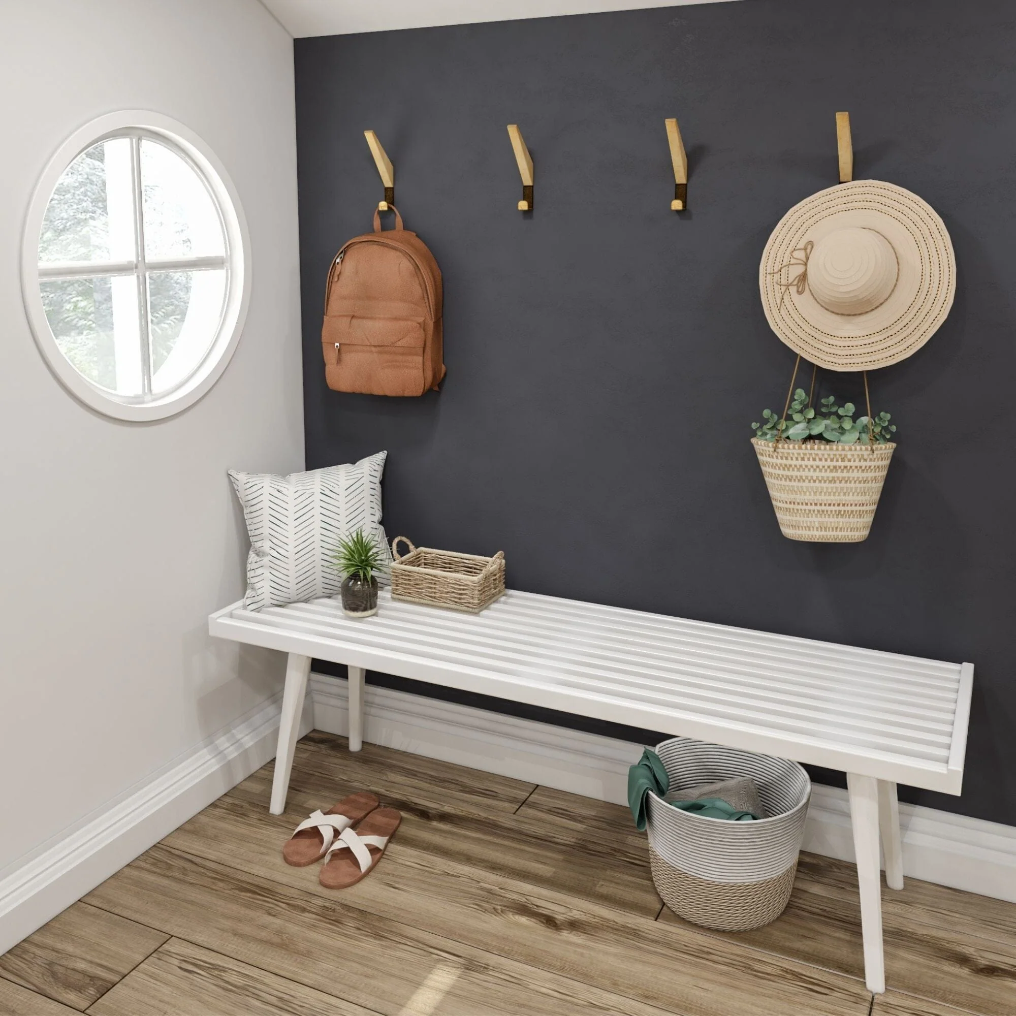 Mid-Century Modern Entryway Bench - 56" - Image 9