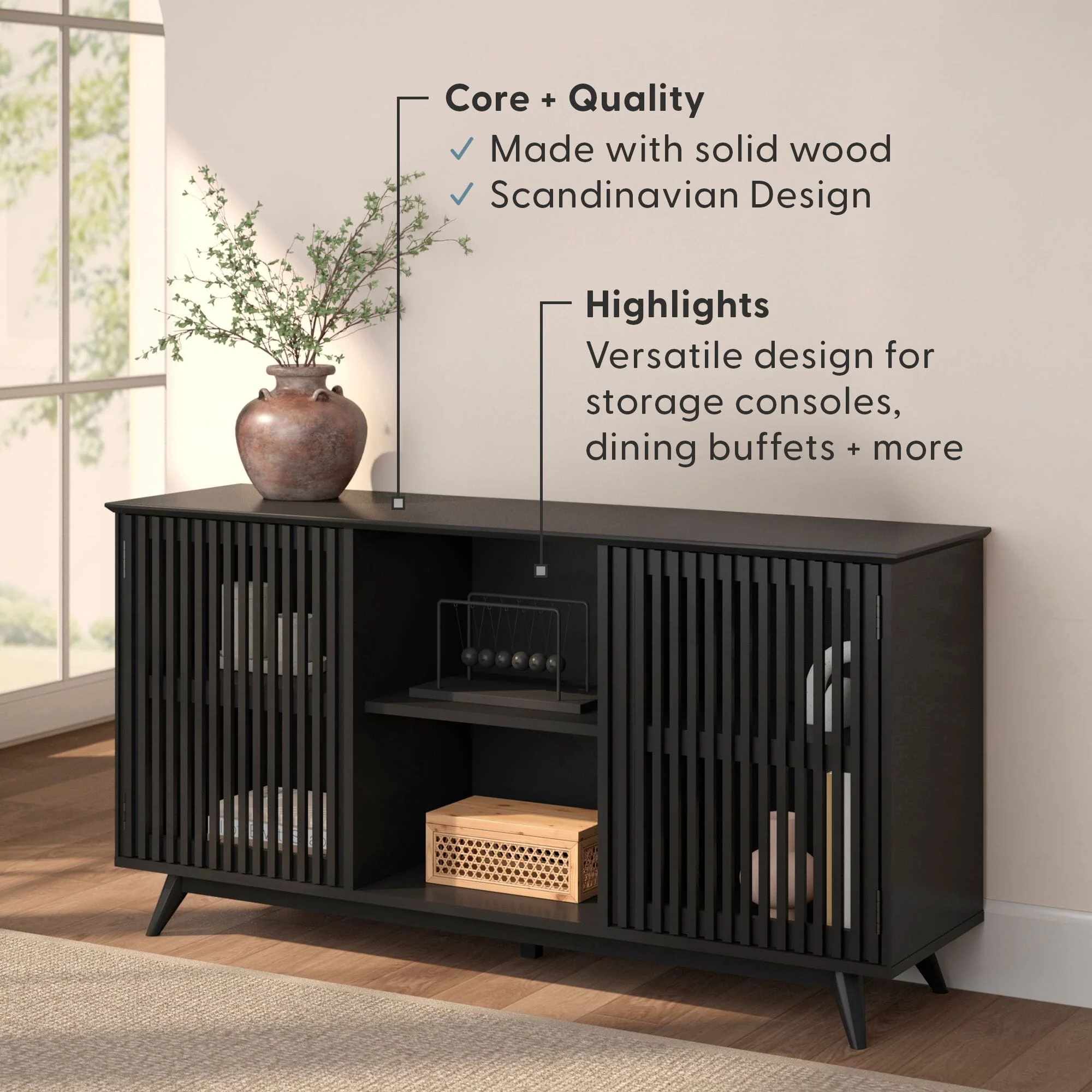 Mid-Century Modern 2-Door Sideboard - 59" - Image 12