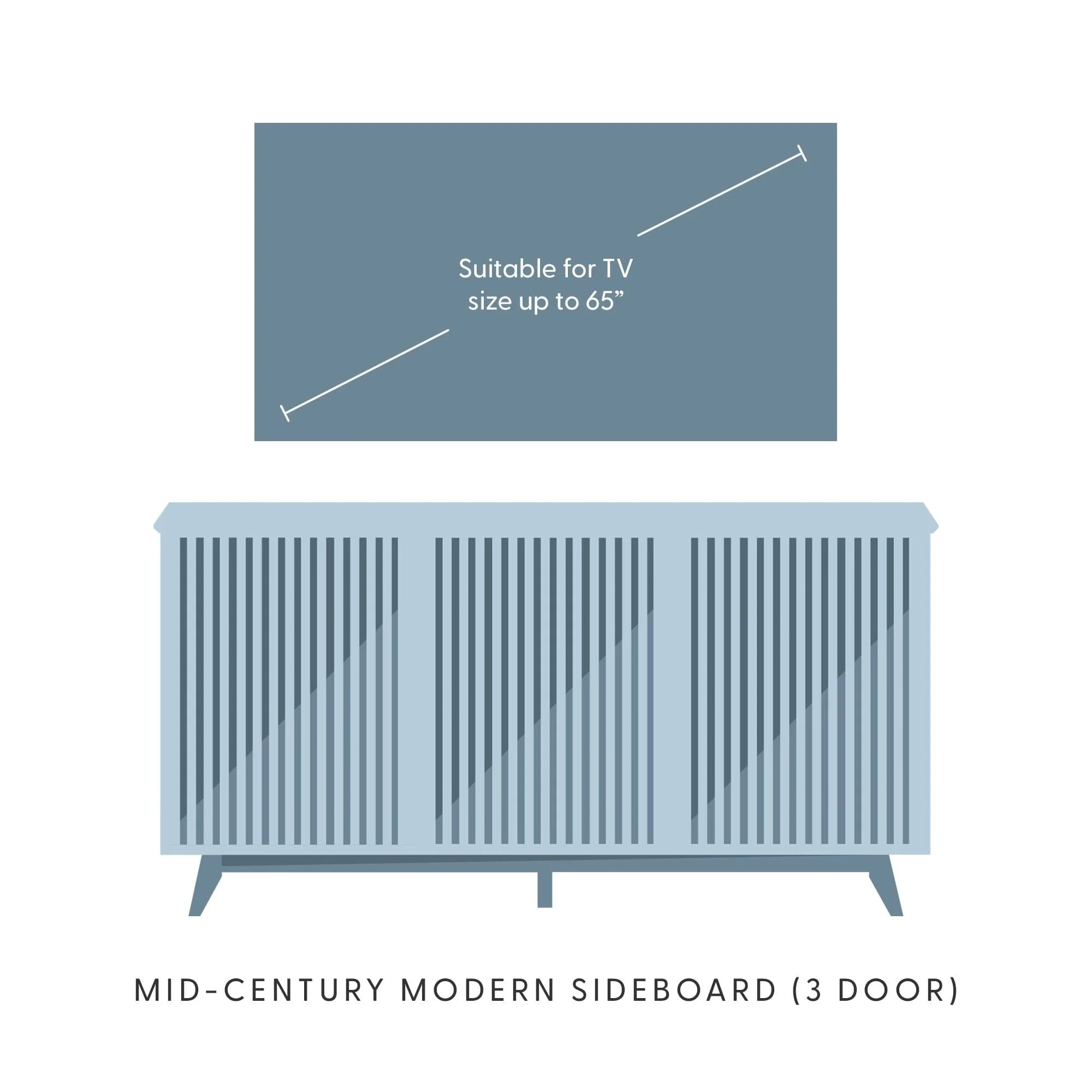Mid-Century Modern 3-Door Sideboard - 59" - Image 17