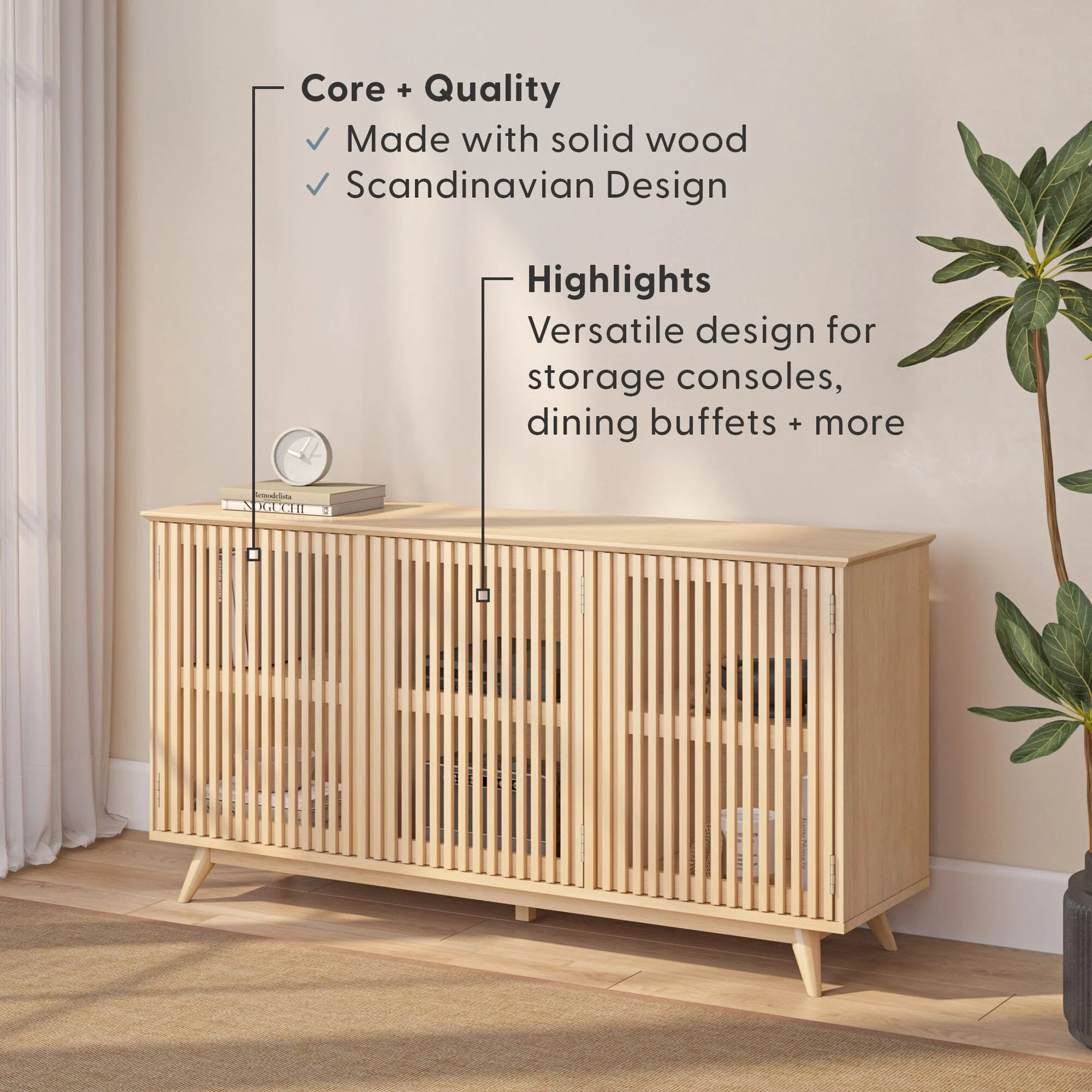 Mid-Century Modern 3-Door Sideboard - 59" - Image 8