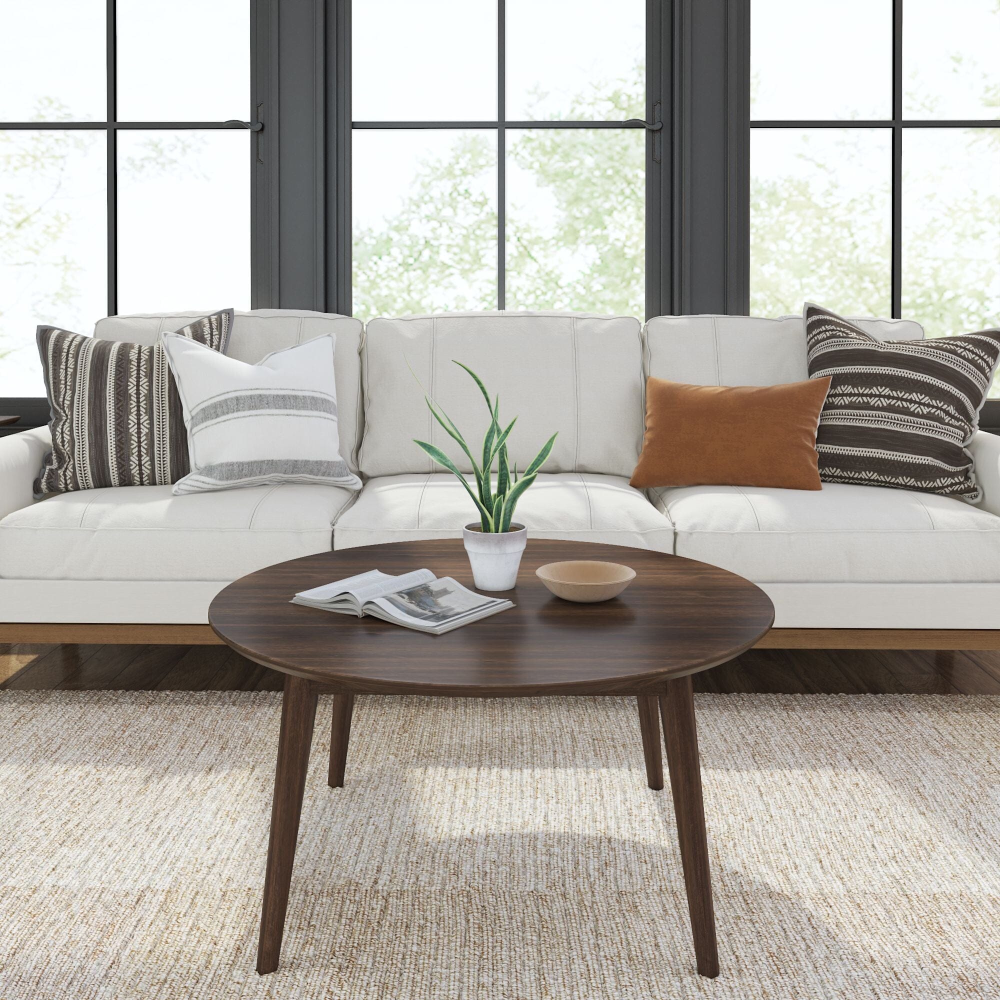 Mid-Century Modern Round Coffee Table - 36" - Image 3