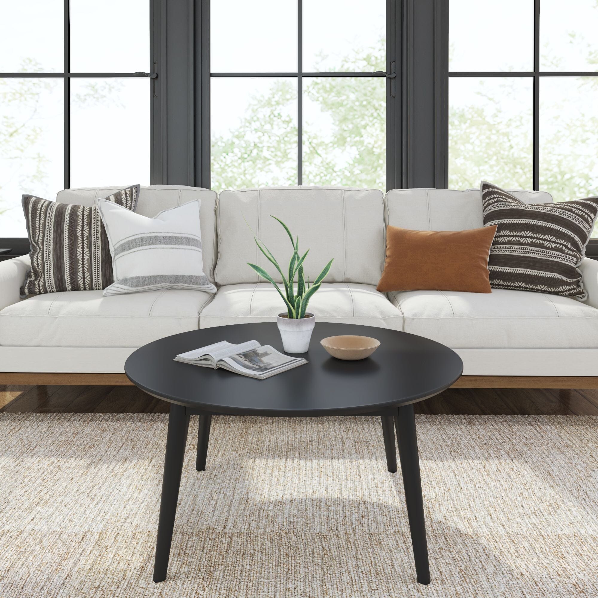 Mid-Century Modern Round Coffee Table - 36" - Image 4