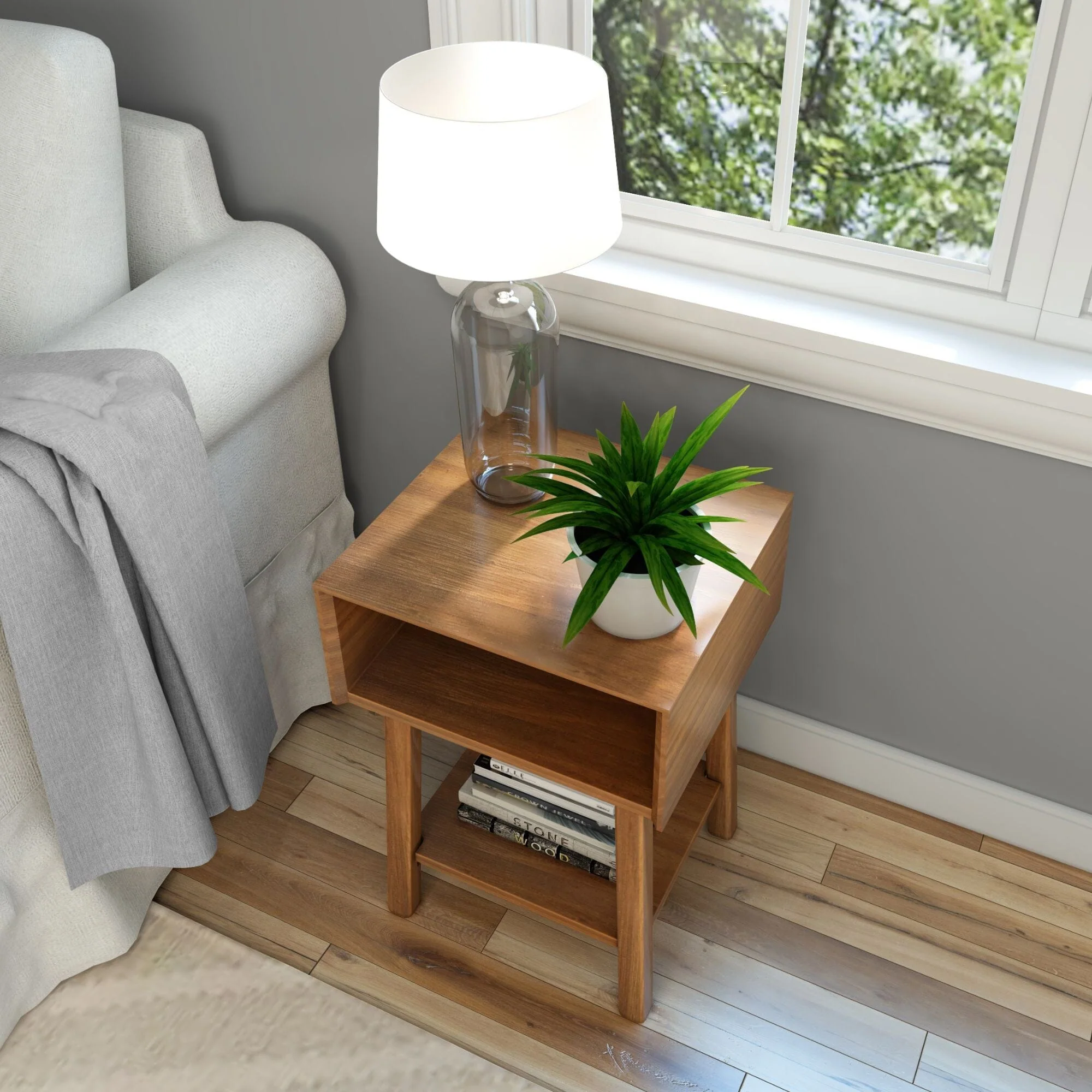 Mid-Century Modern Side Table with Storage - 18" - Image 22