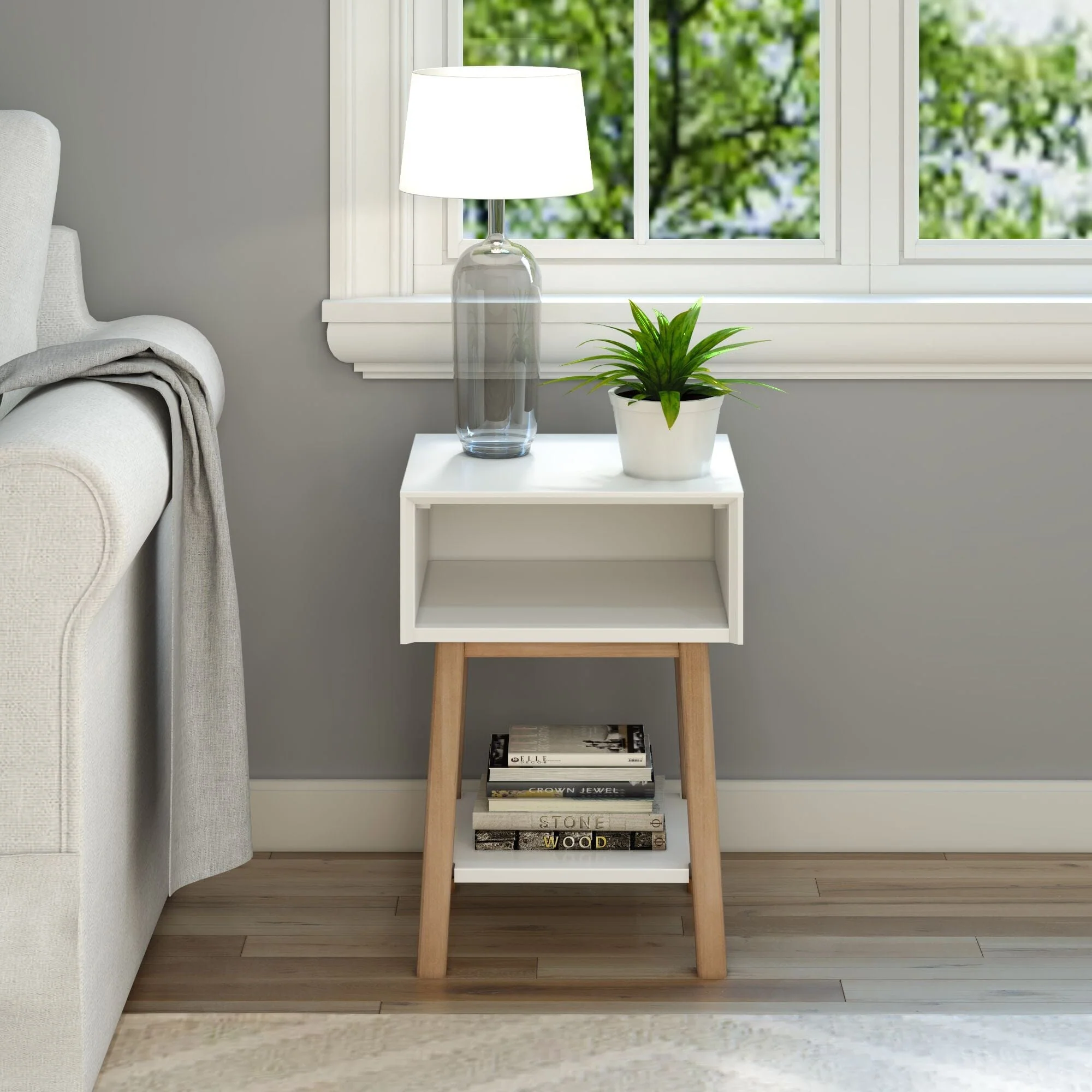 Mid-Century Modern Side Table with Storage - 18" - Image 9